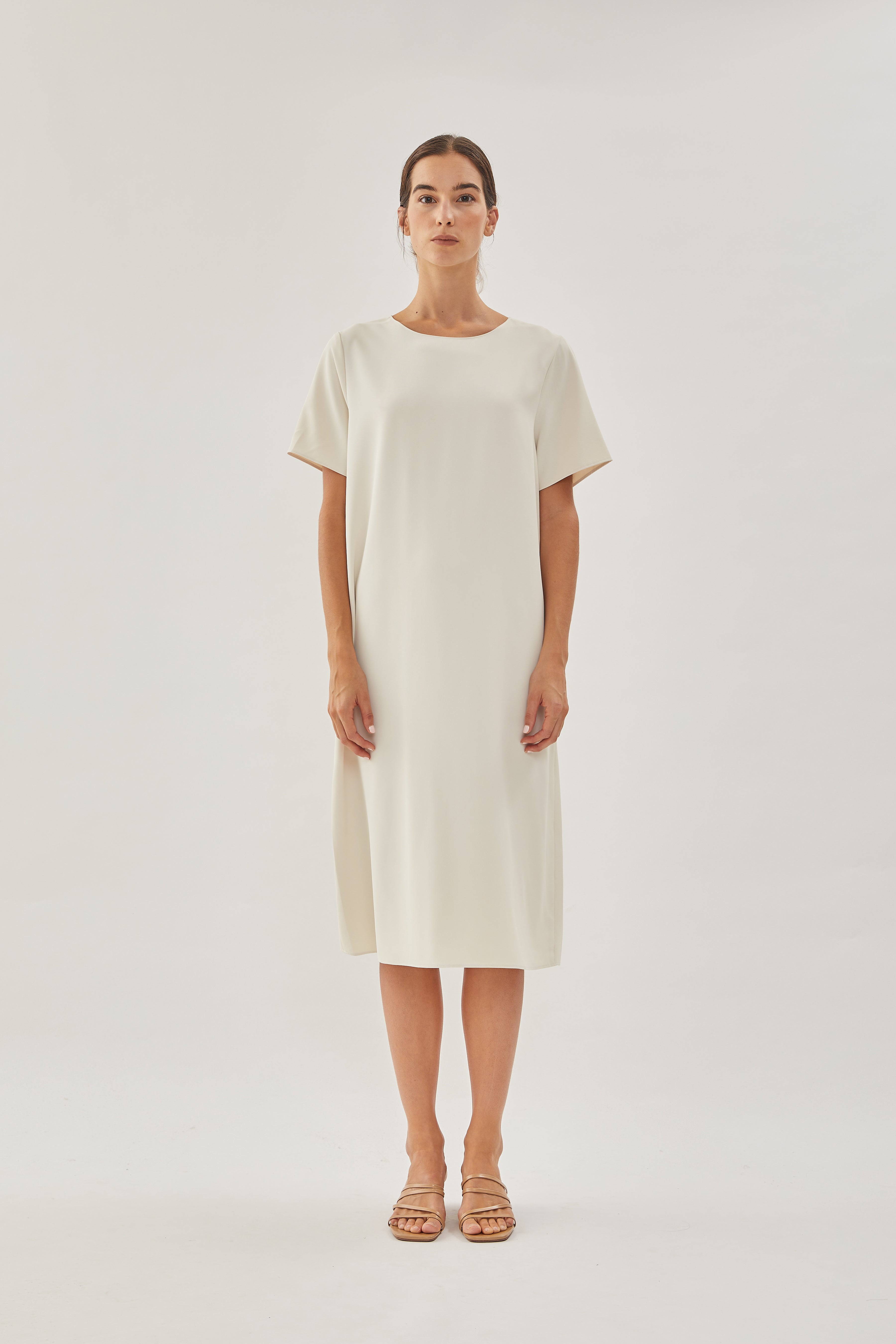 Midi Shift Dress in Cream