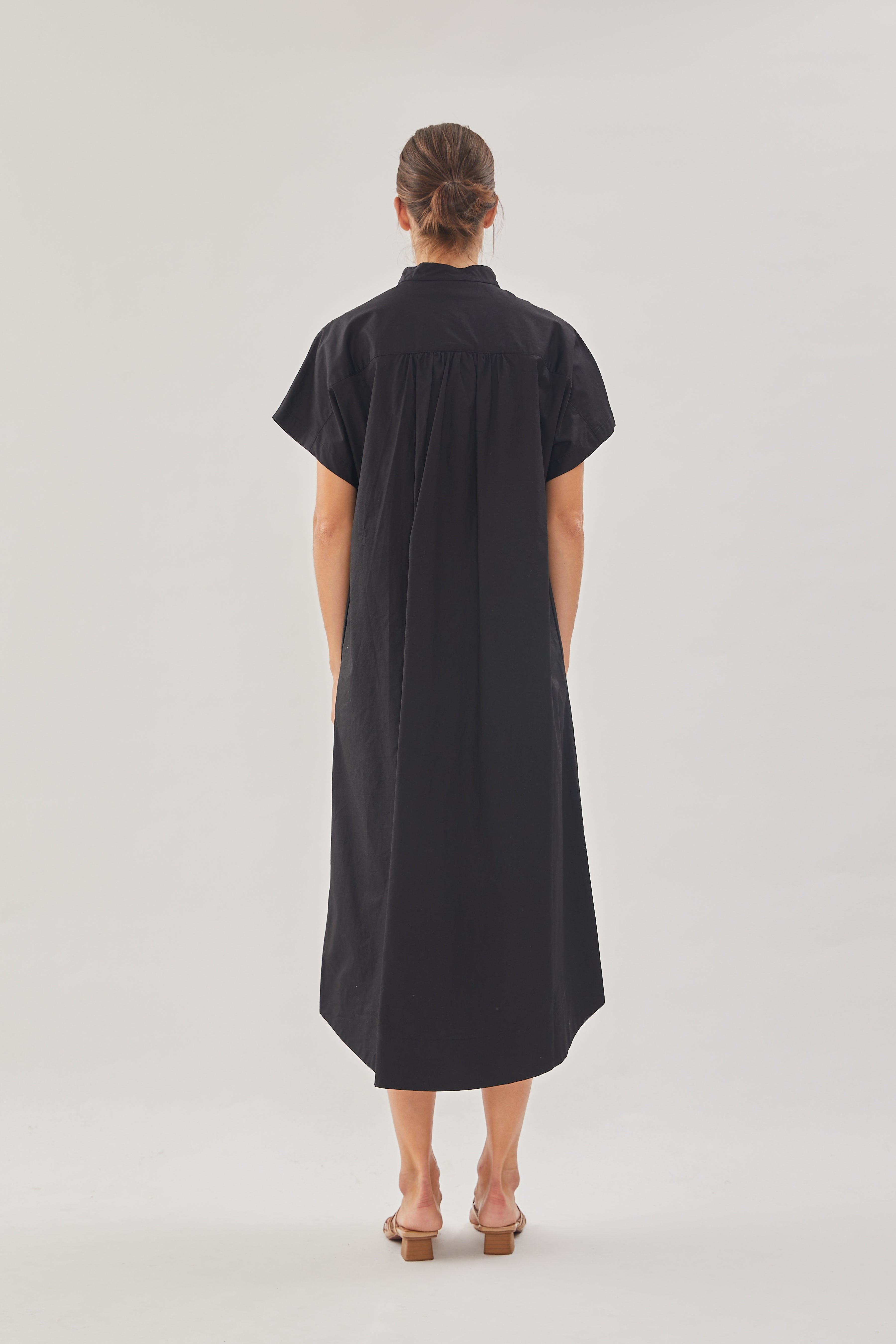 Cotton Shirt Dress in Black