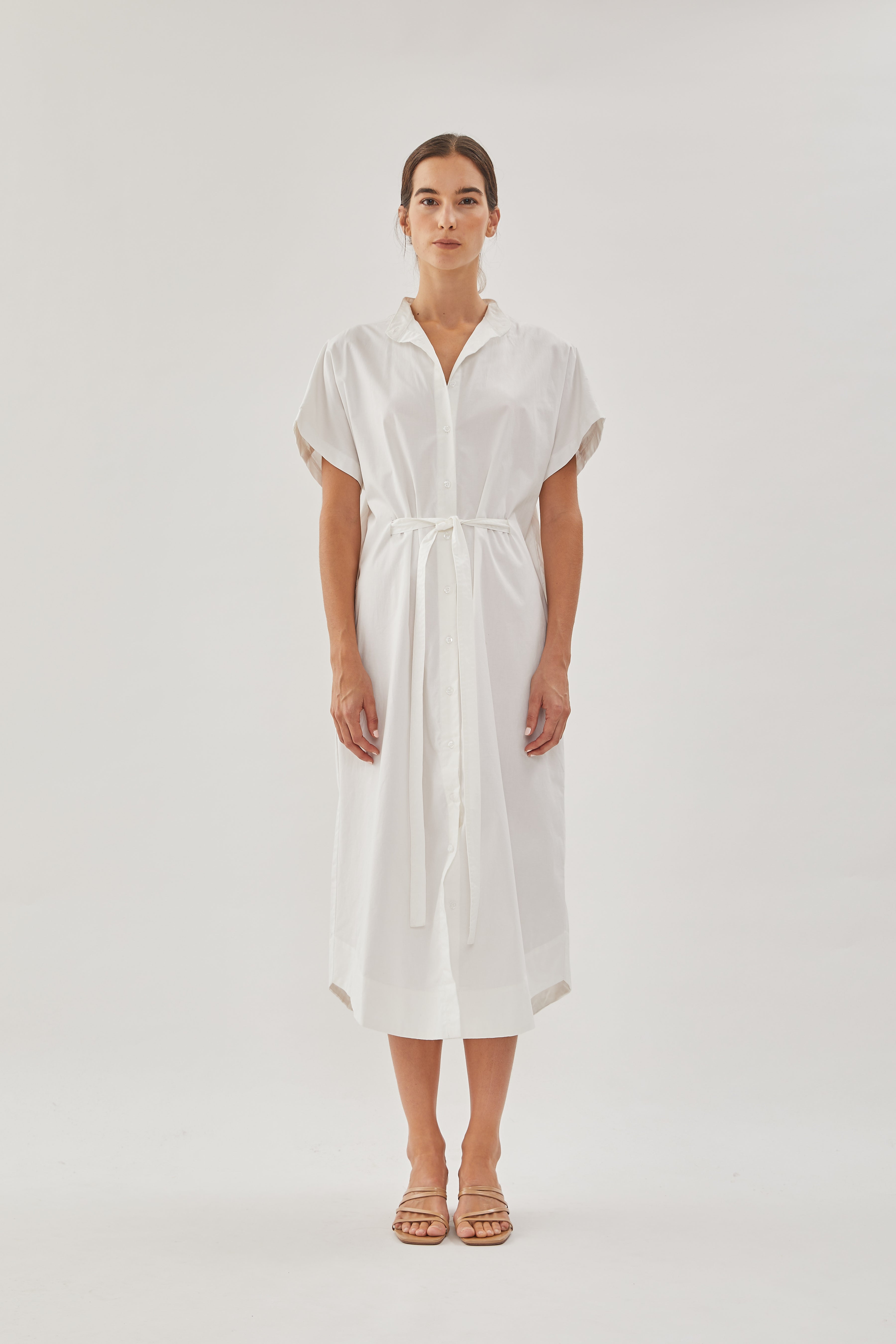 Cotton Shirt Dress in White