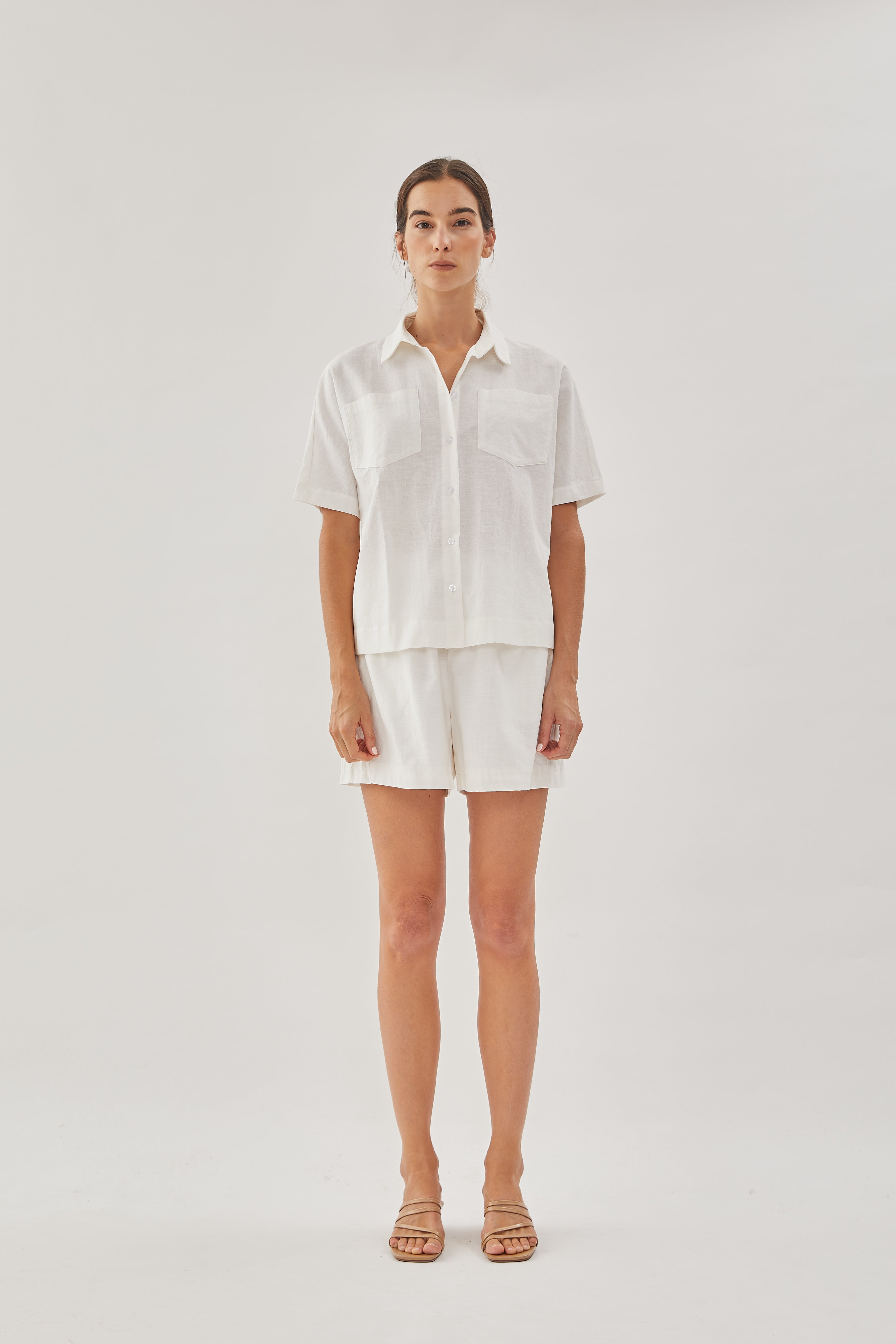 Linen Pocket Shirt in White