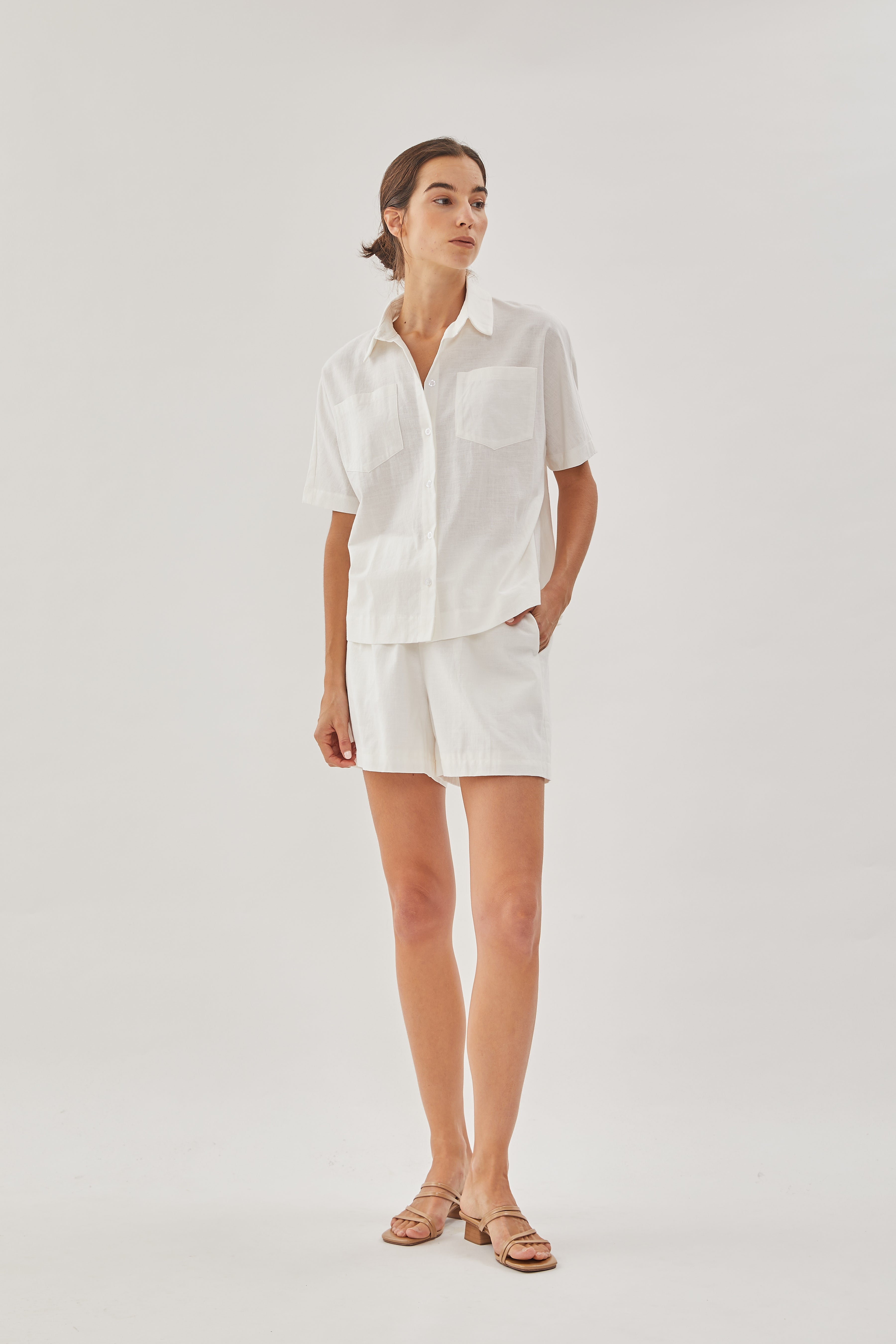 Linen Pocket Shirt in White