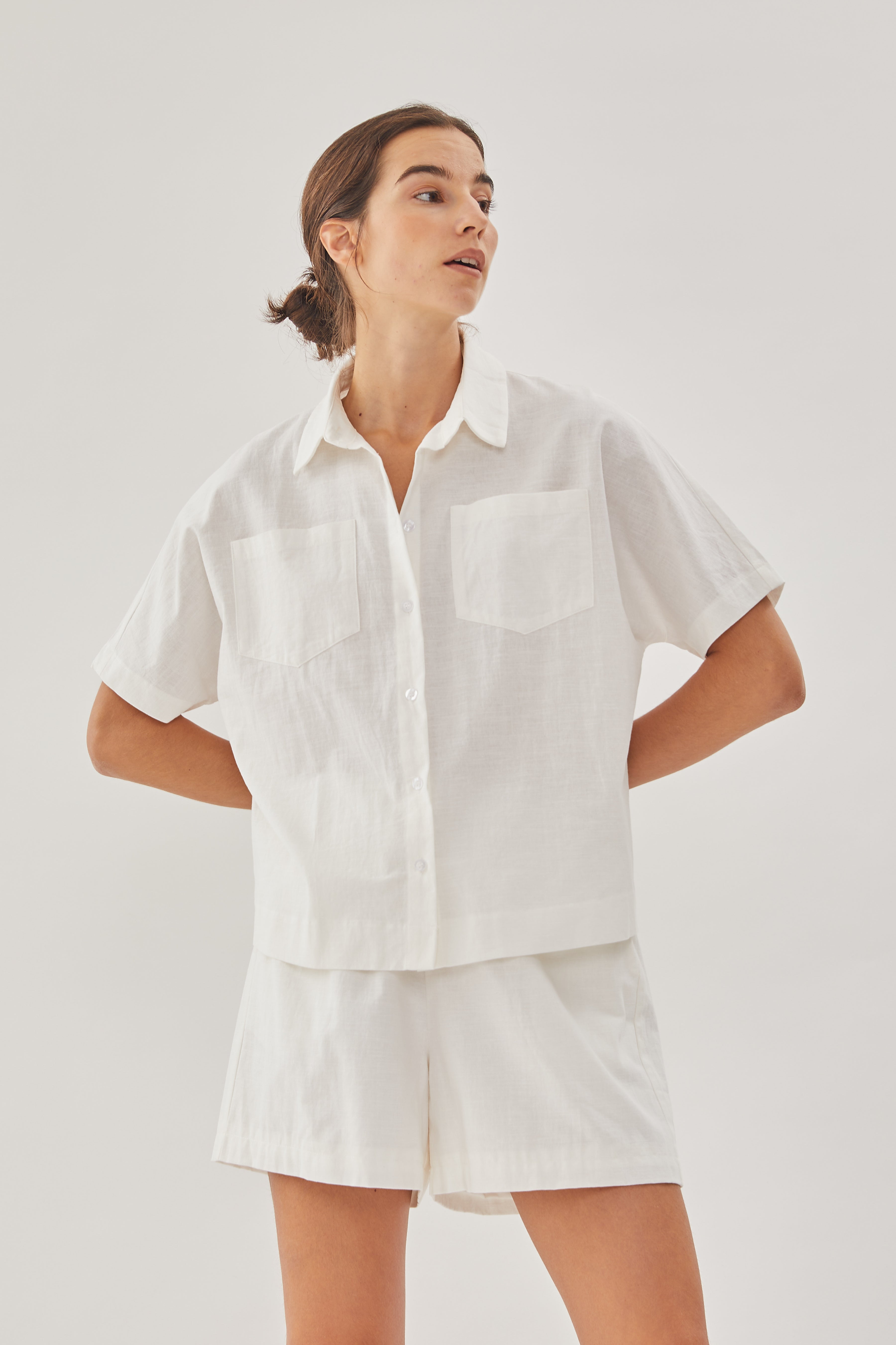 Linen Pocket Shirt in White