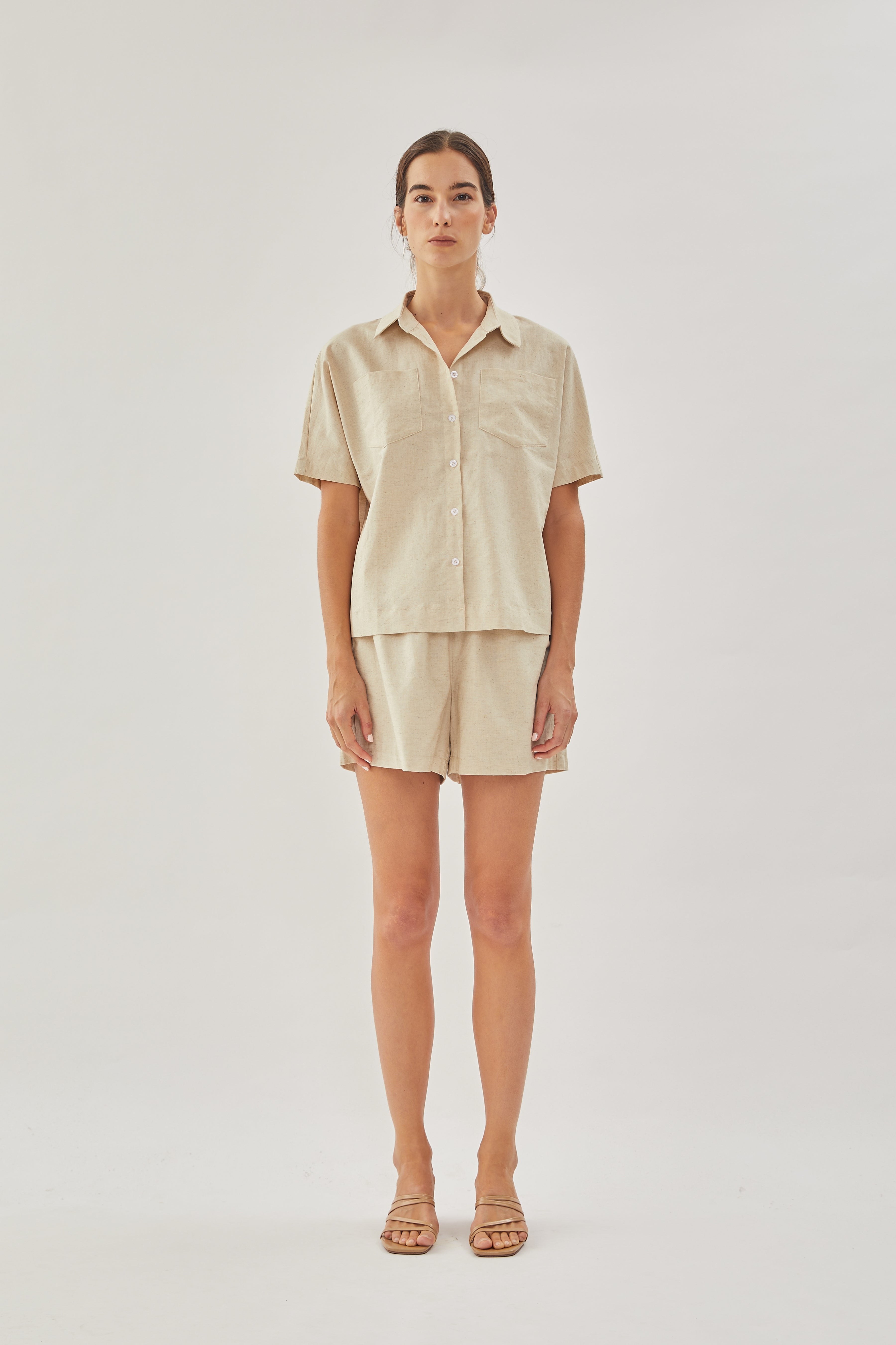 Linen Pocket Shirt in Natural