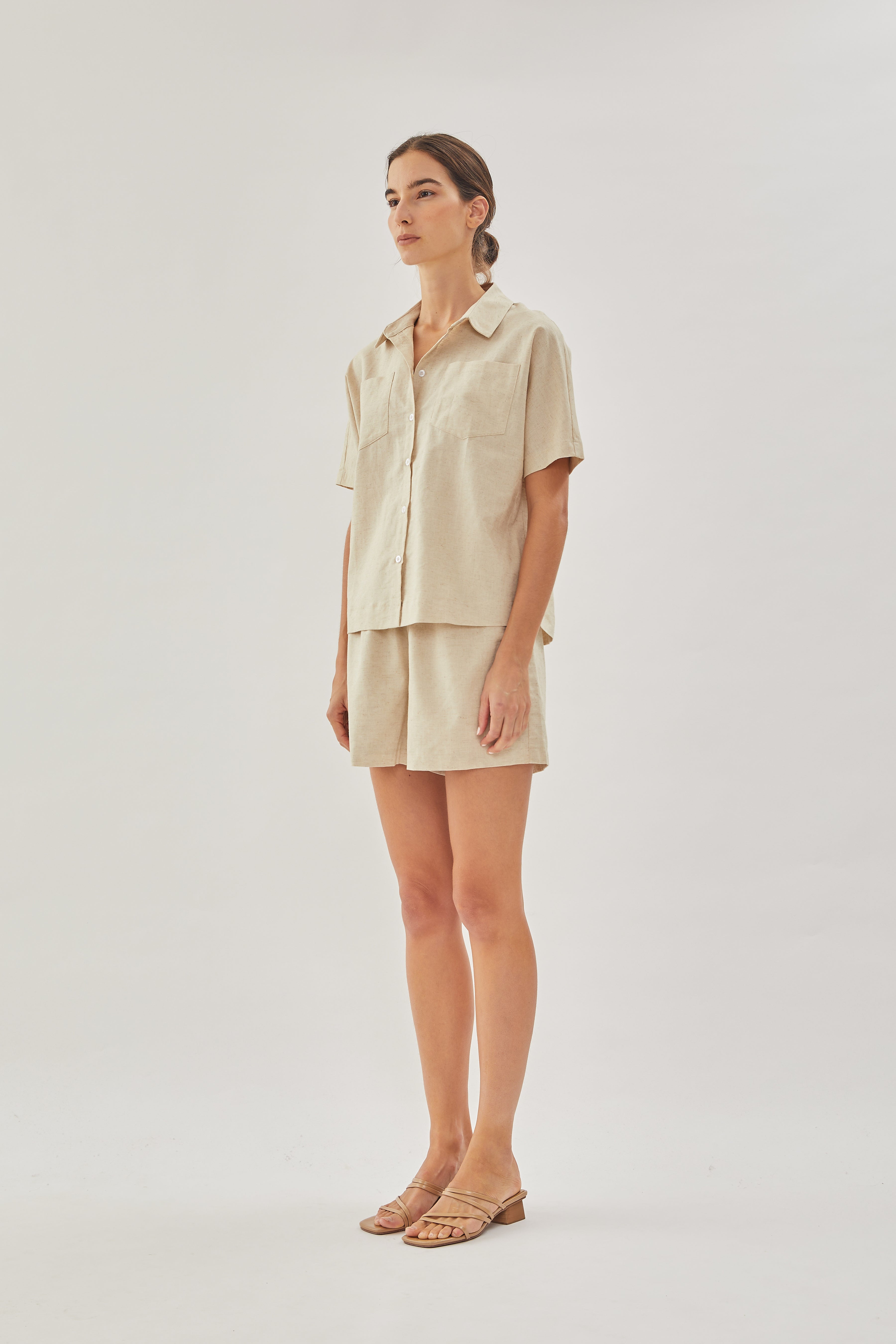 Linen Pocket Shirt in Natural