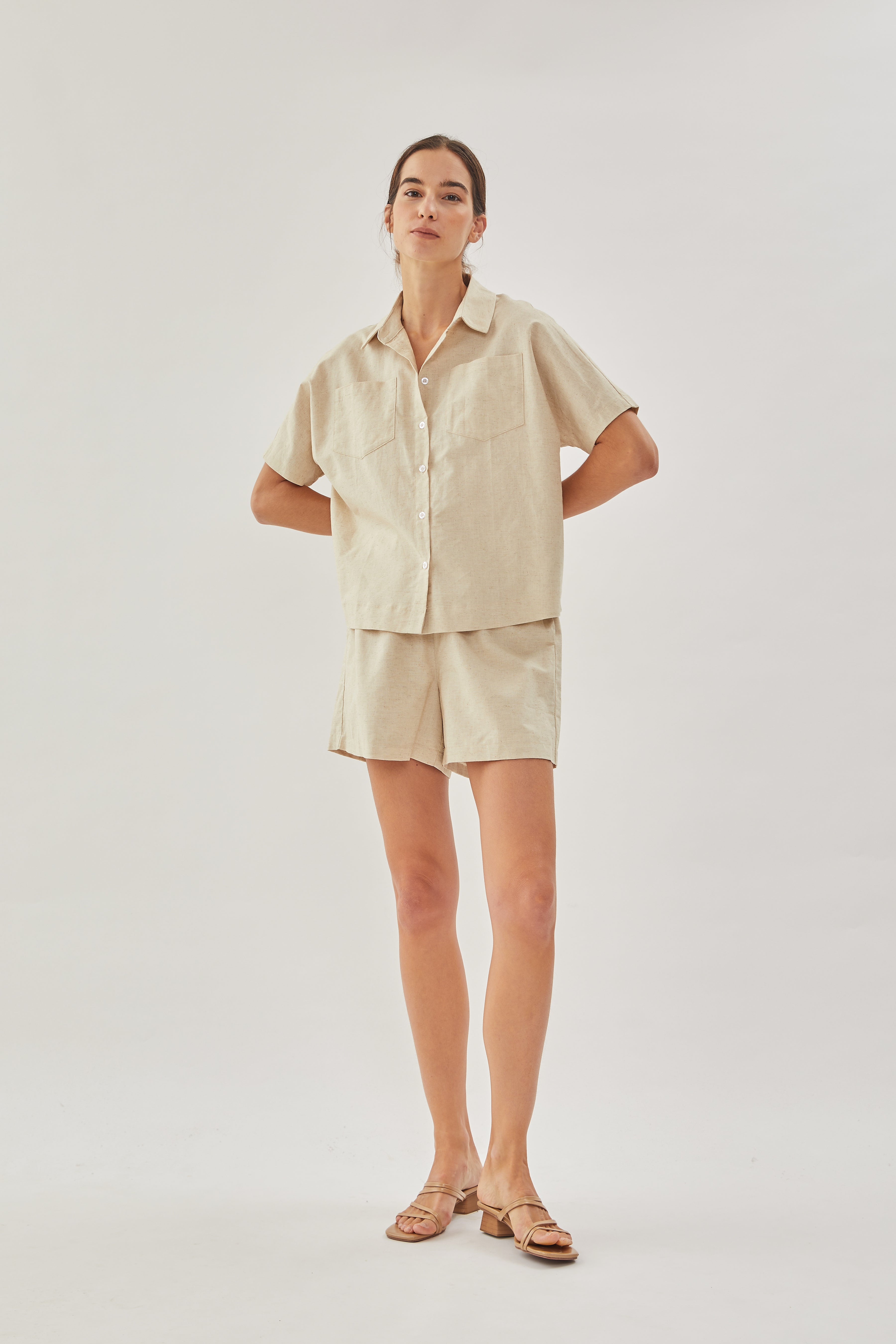 Linen Pocket Shirt in Natural