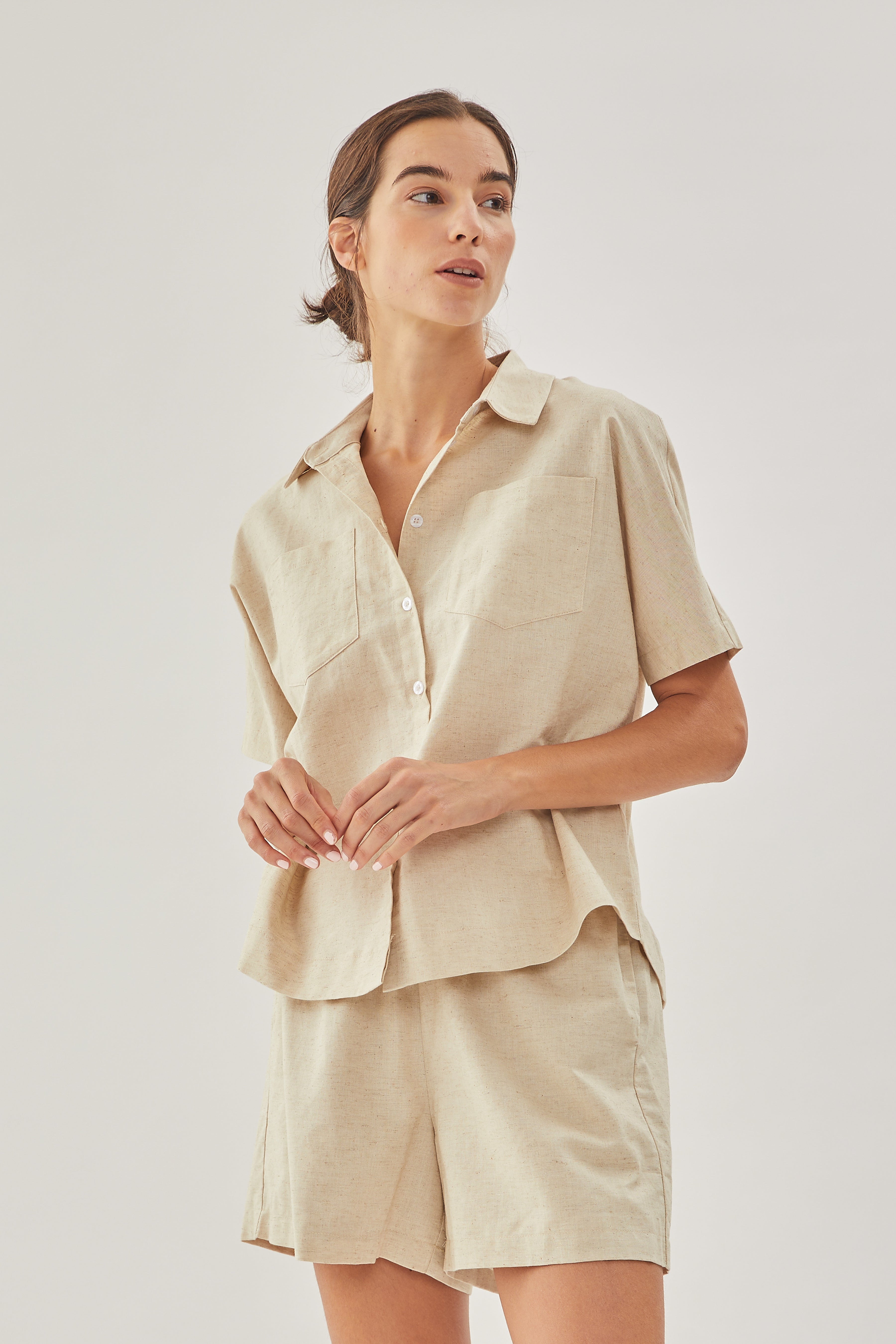 Linen Pocket Shirt in Natural