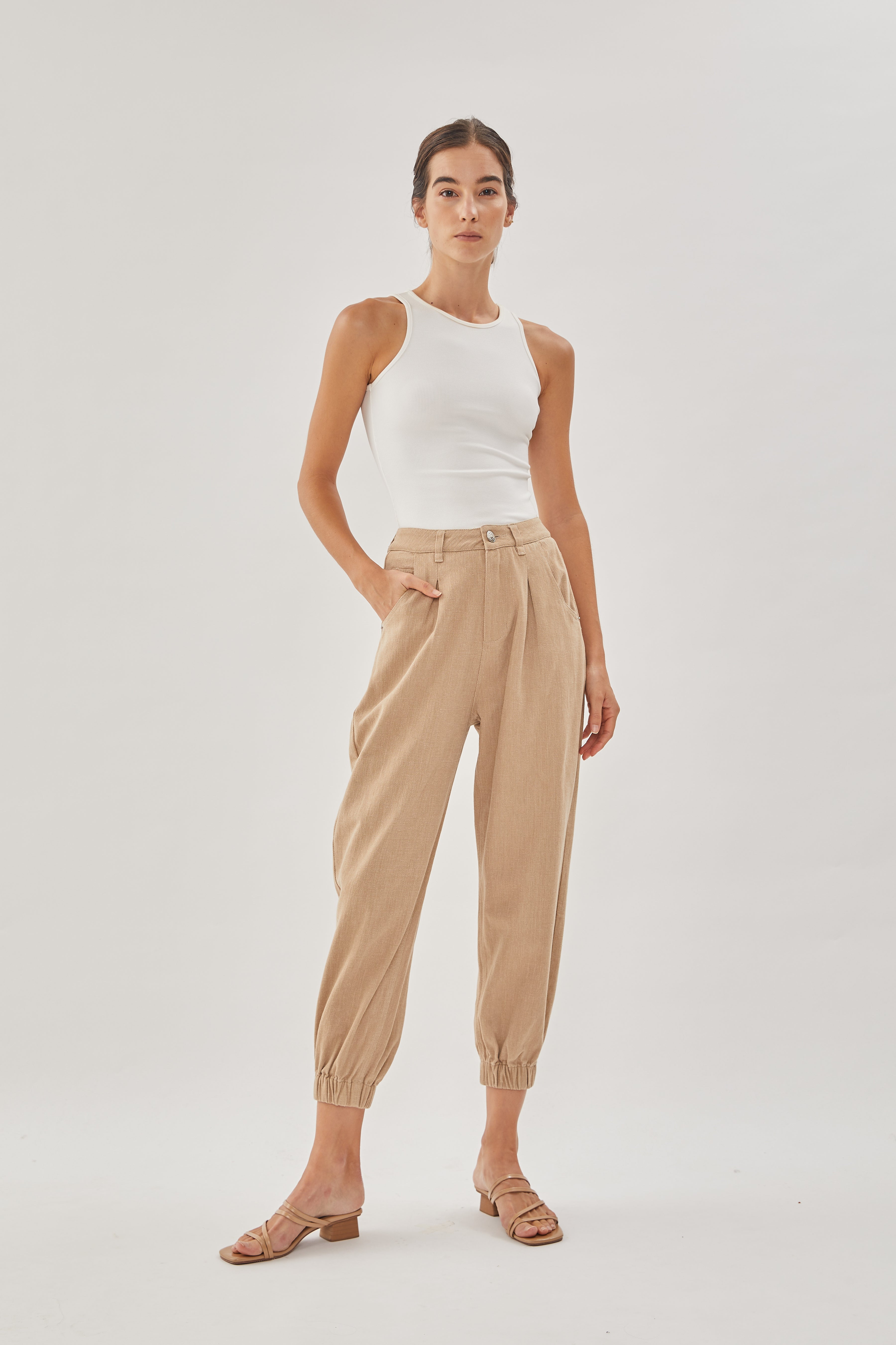 Lounge Cropped High-Rise Jeans in Khaki