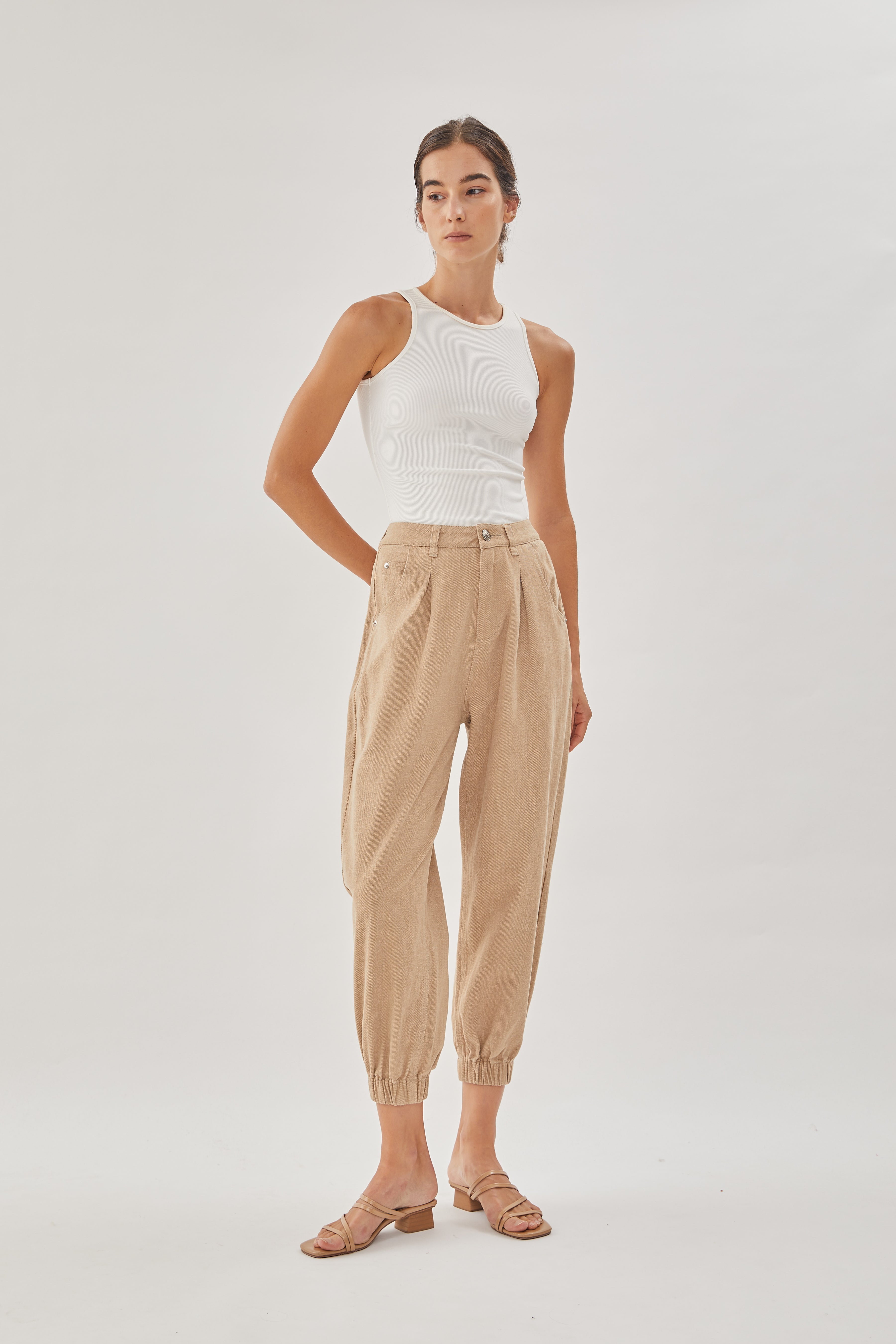 Lounge Cropped High-Rise Jeans in Khaki