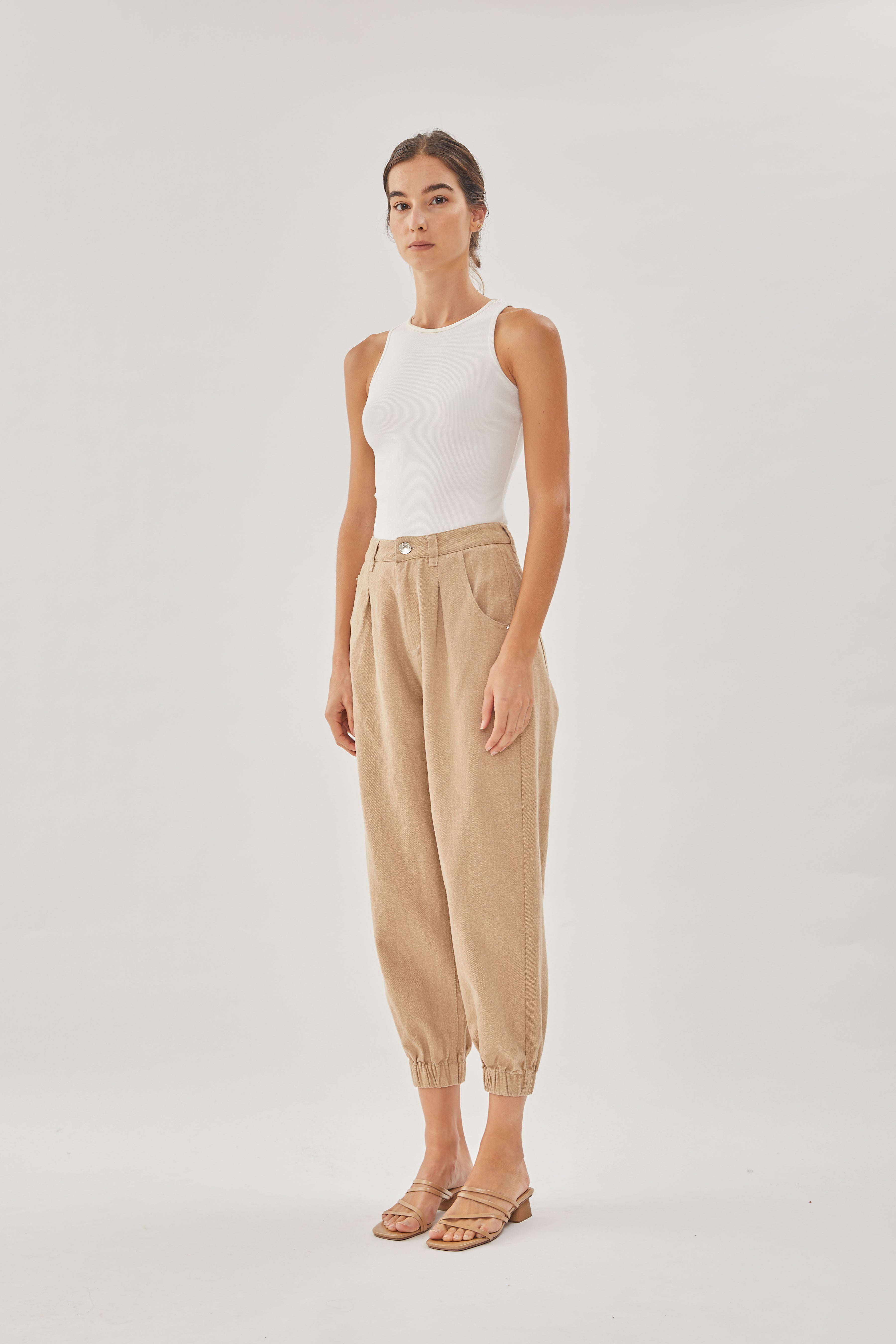 Lounge Cropped High-Rise Jeans in Khaki