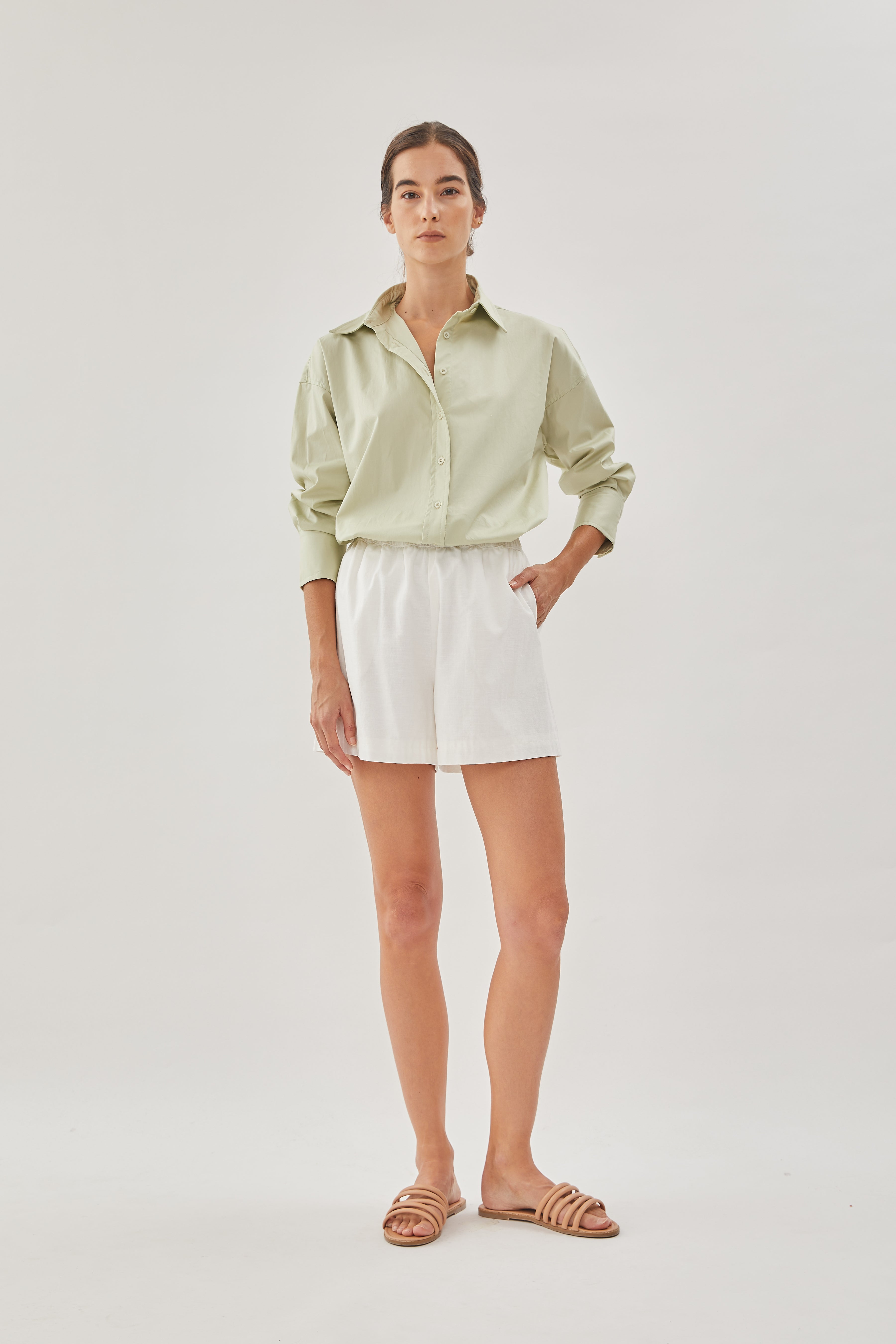 Linen Relaxed Shorts in White