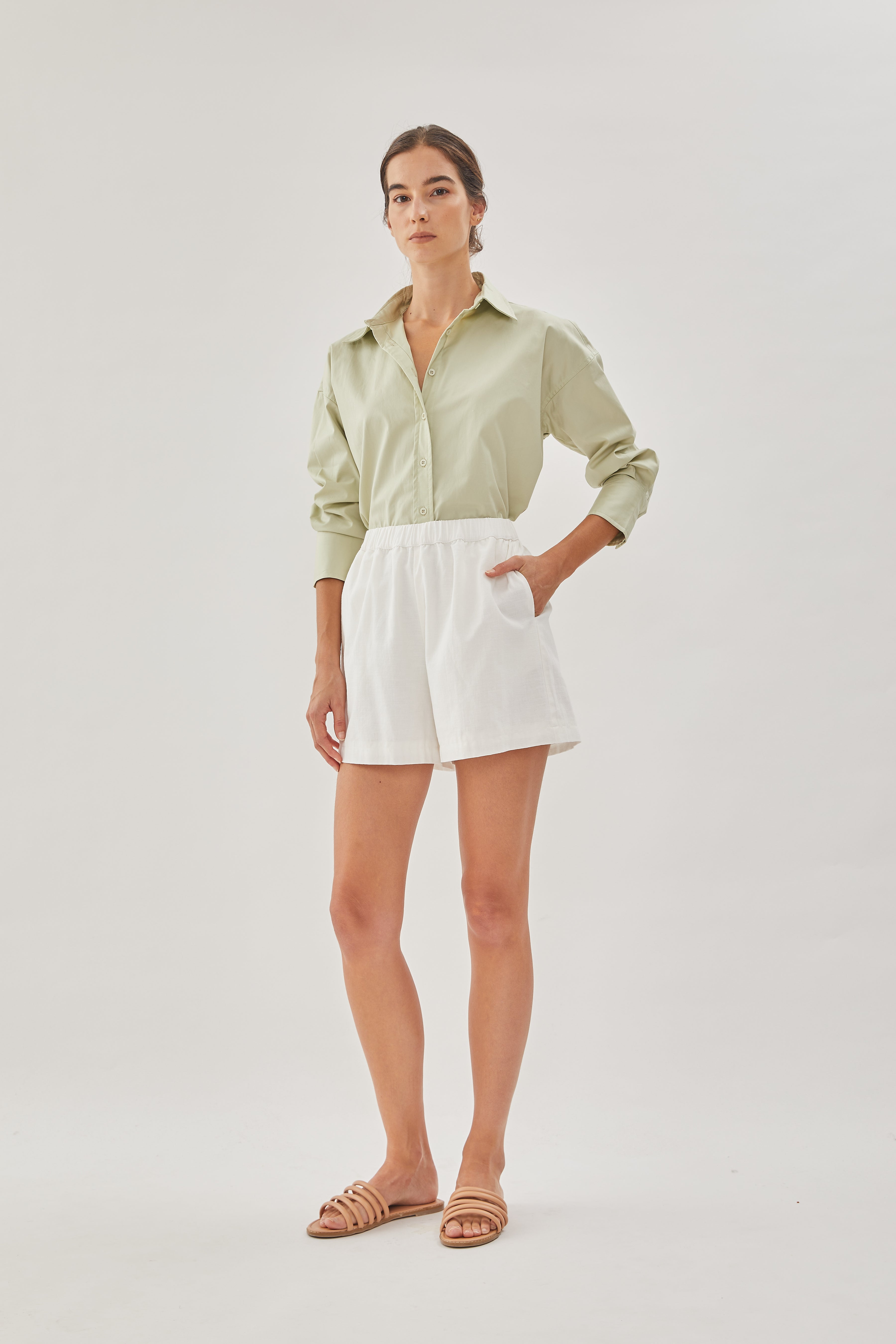 Linen Relaxed Shorts in White