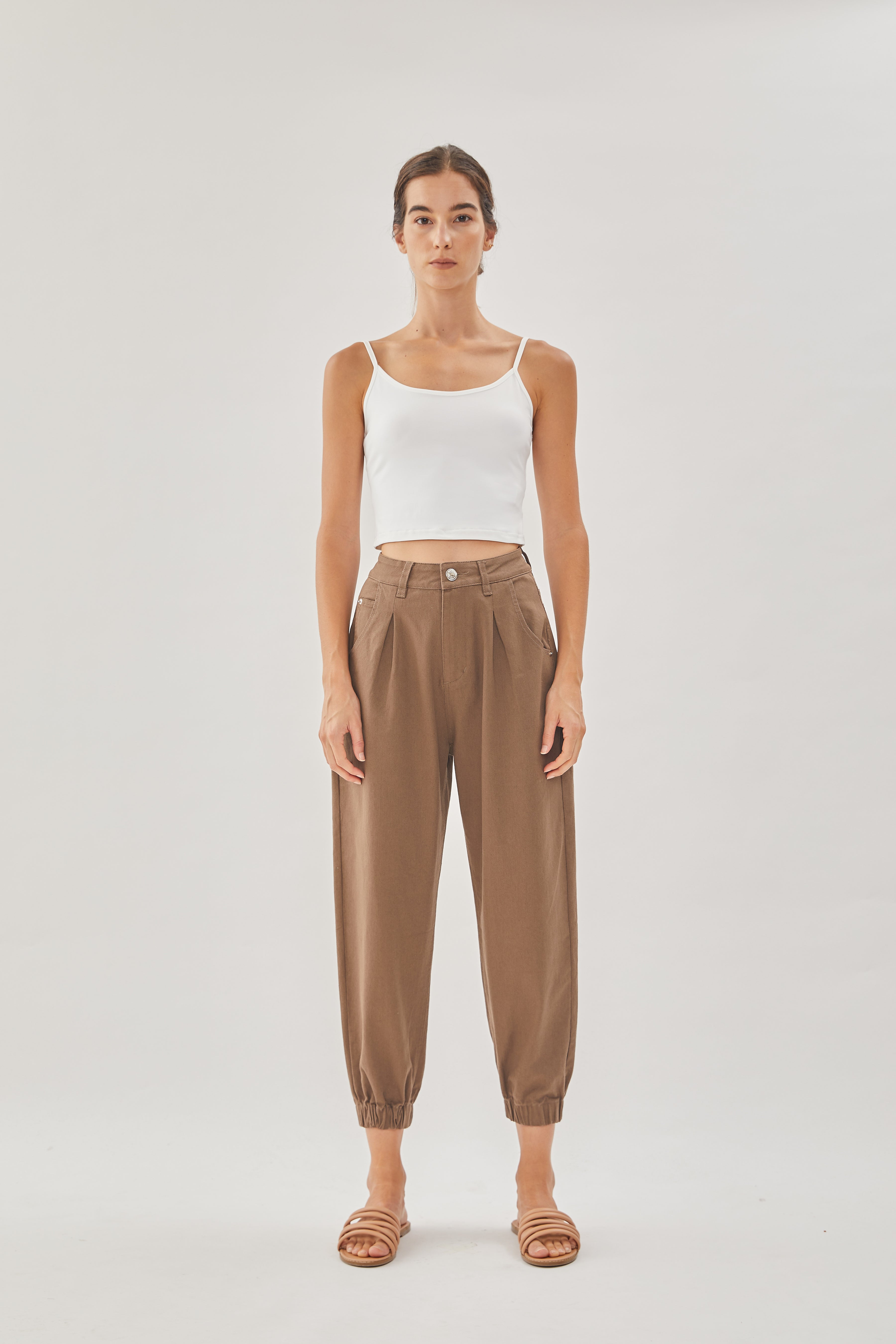 Lounge Cropped High-Rise Jeans in Brown