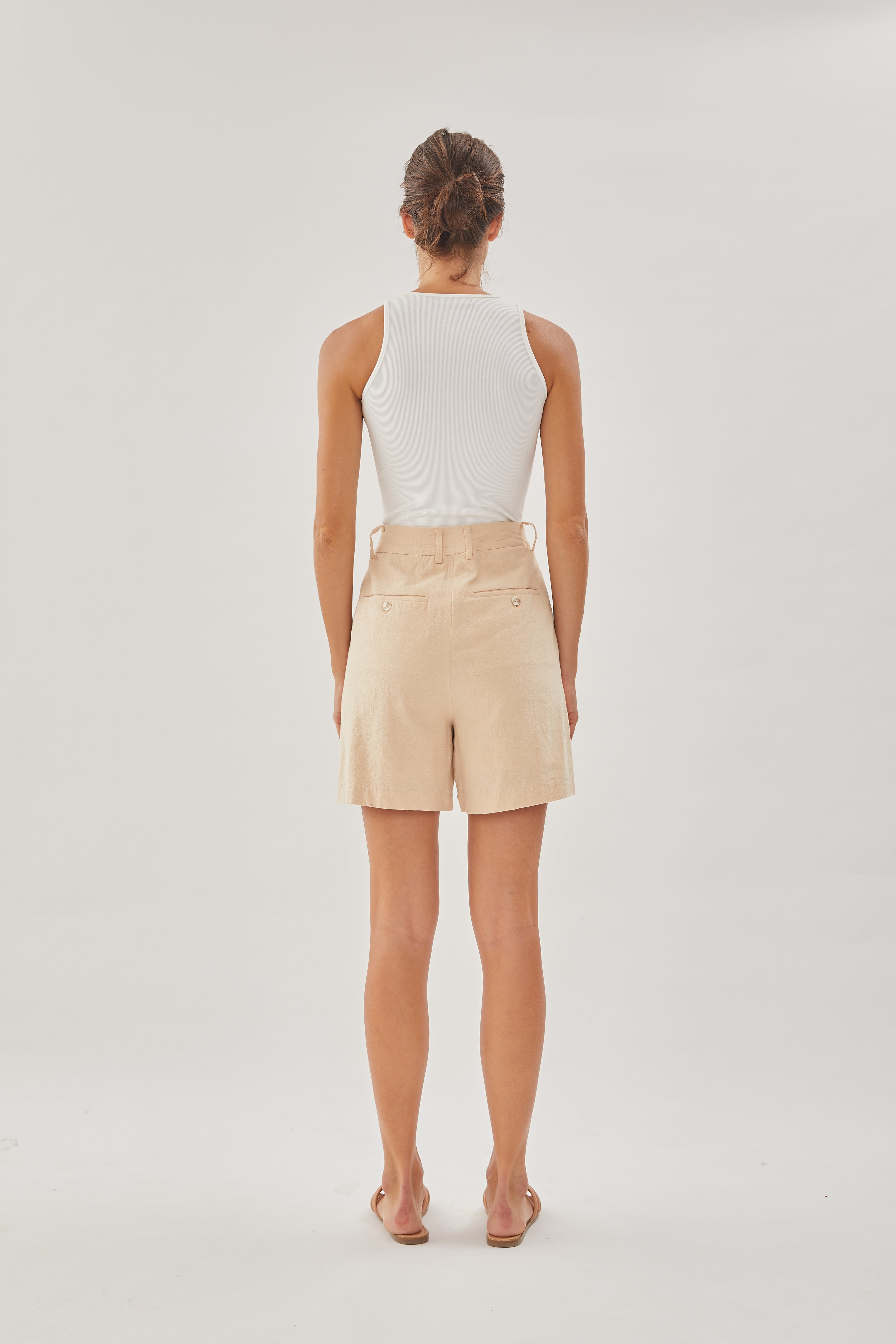 Boxy Long Shorts in Sand