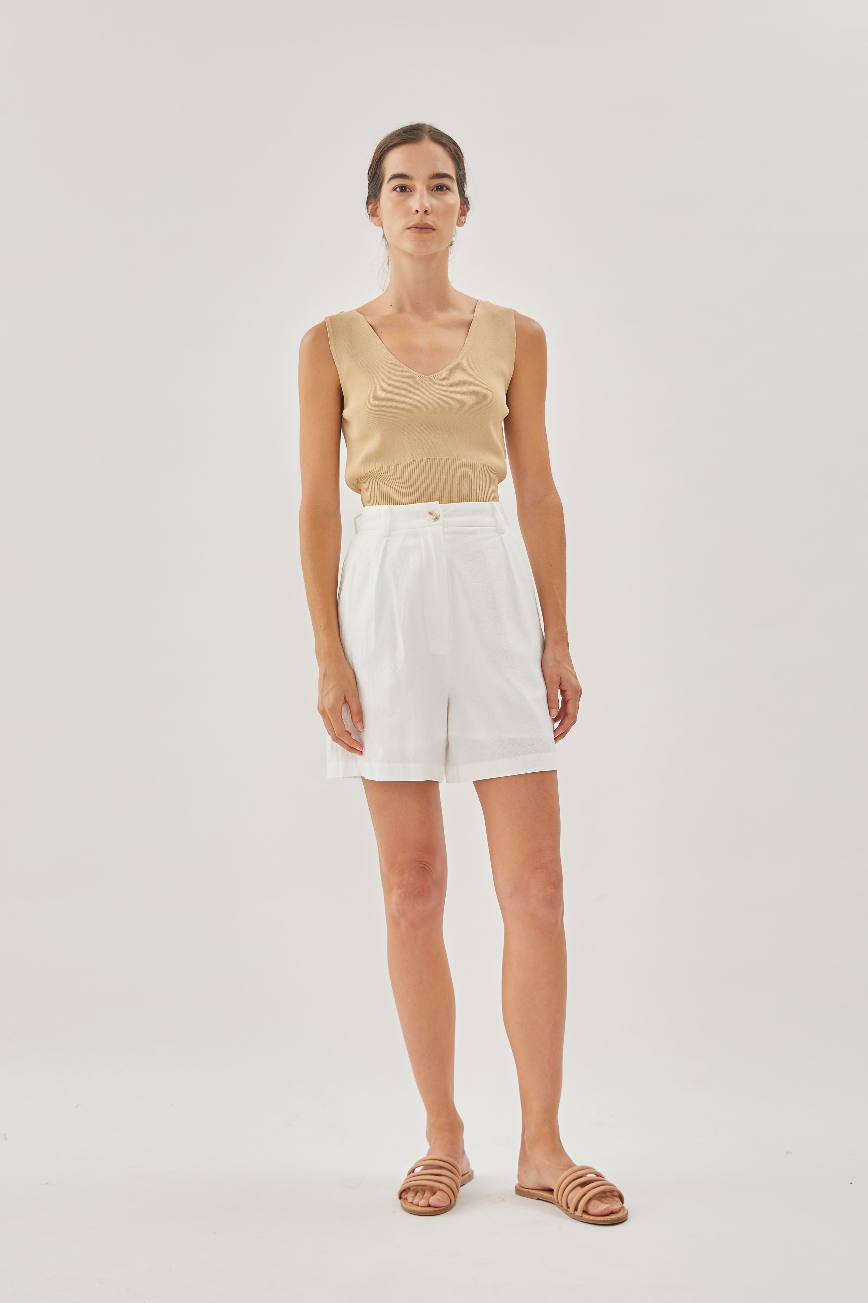 Boxy Long Shorts in White