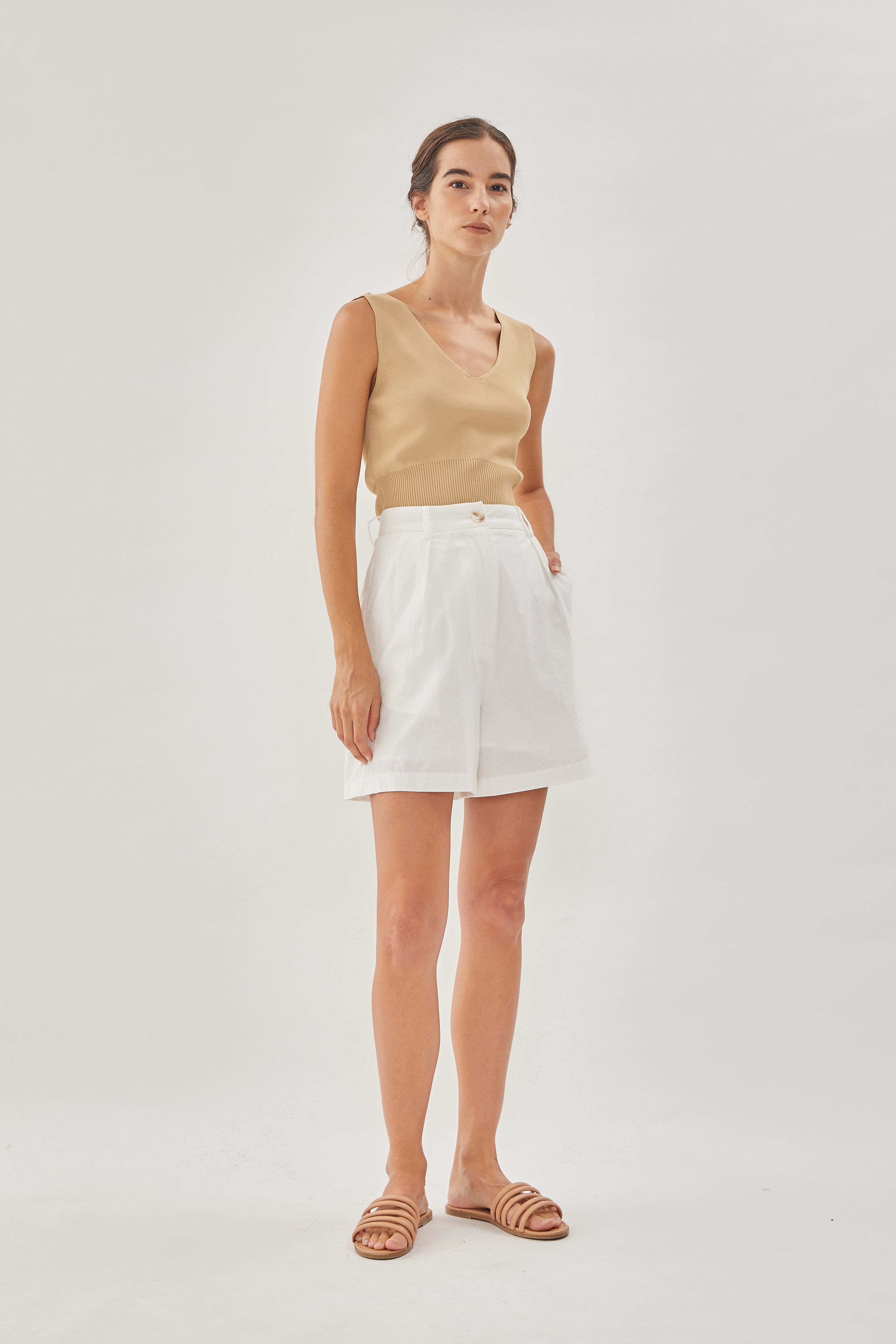 Boxy Long Shorts in White