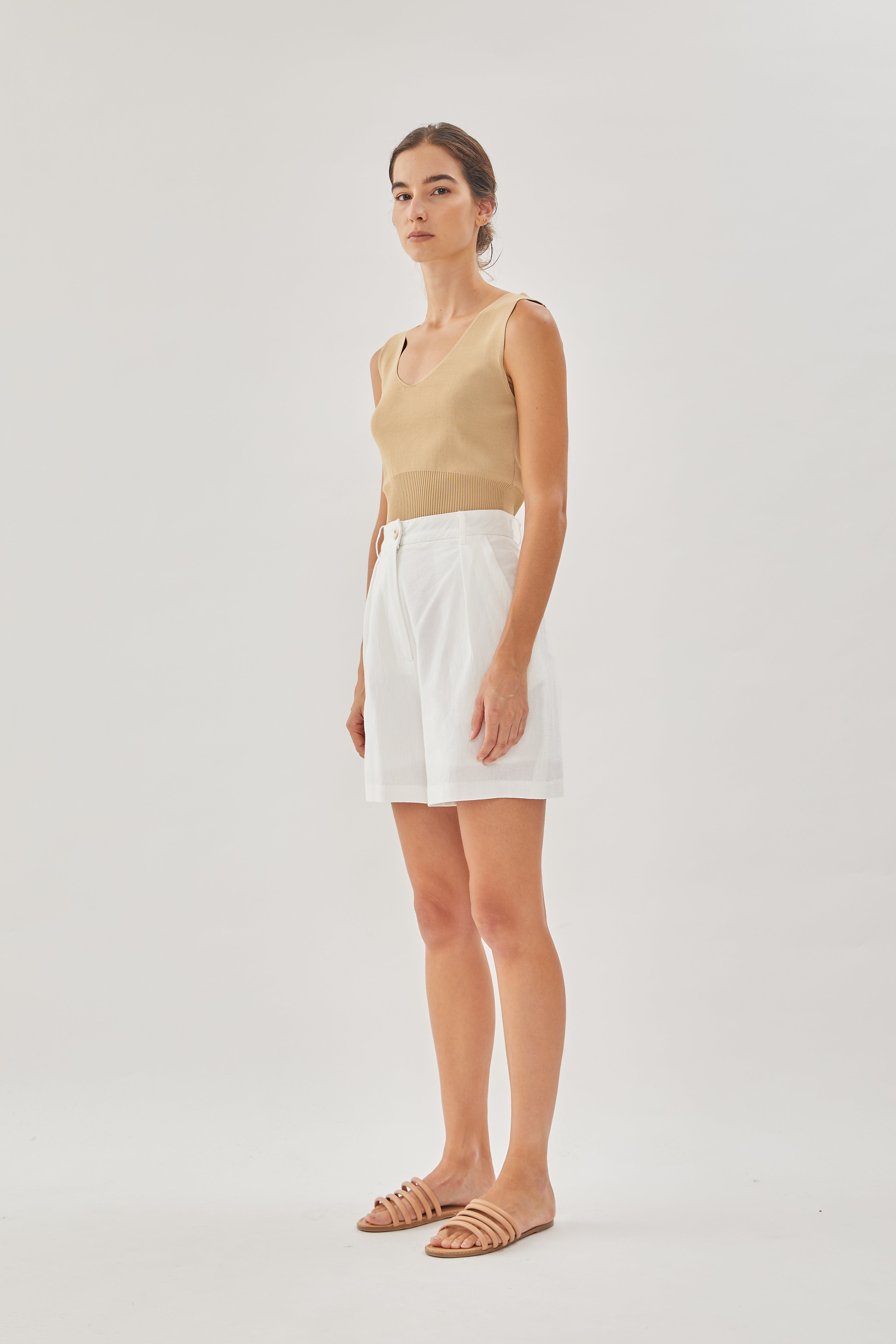 Boxy Long Shorts in White