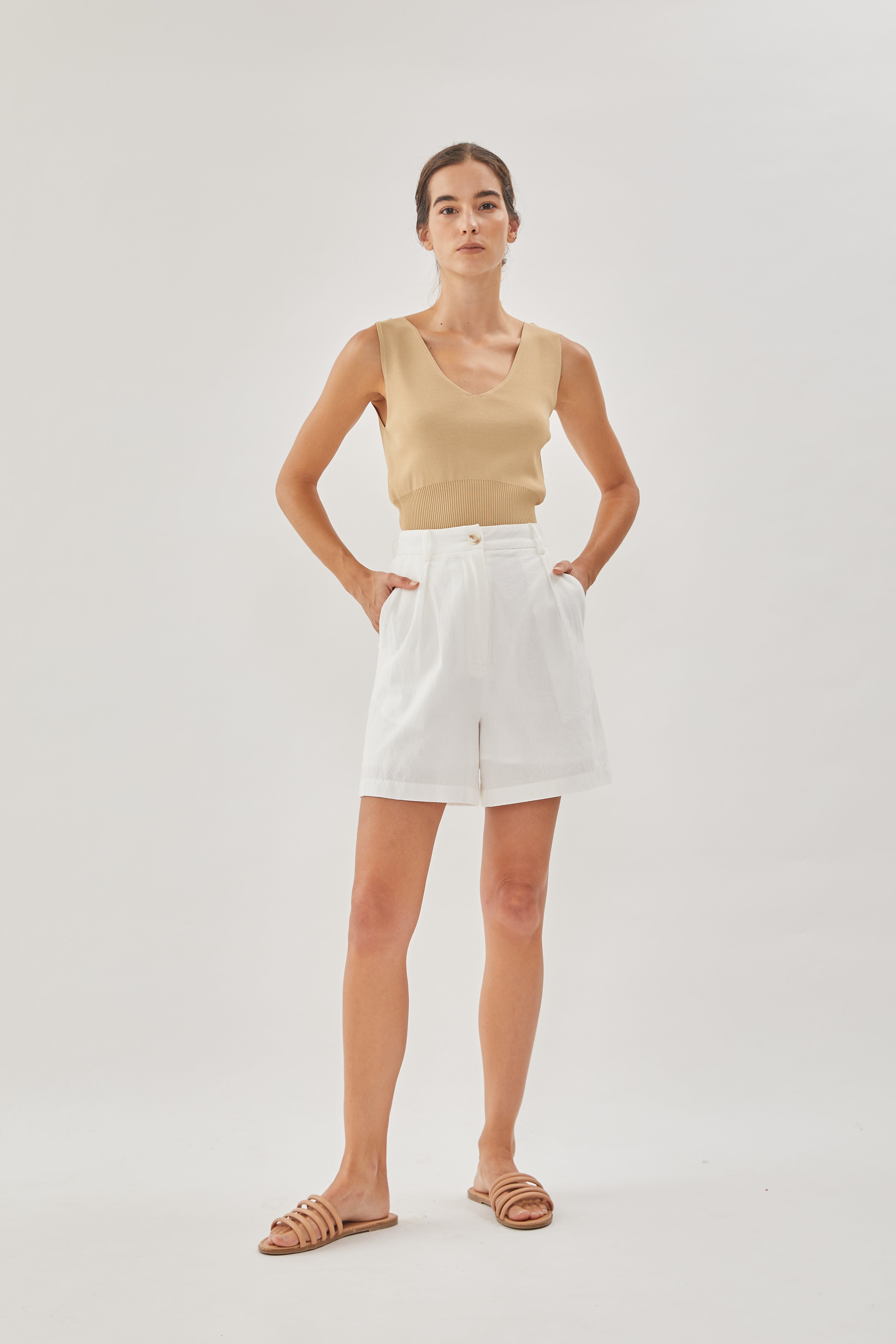 Boxy Long Shorts in White