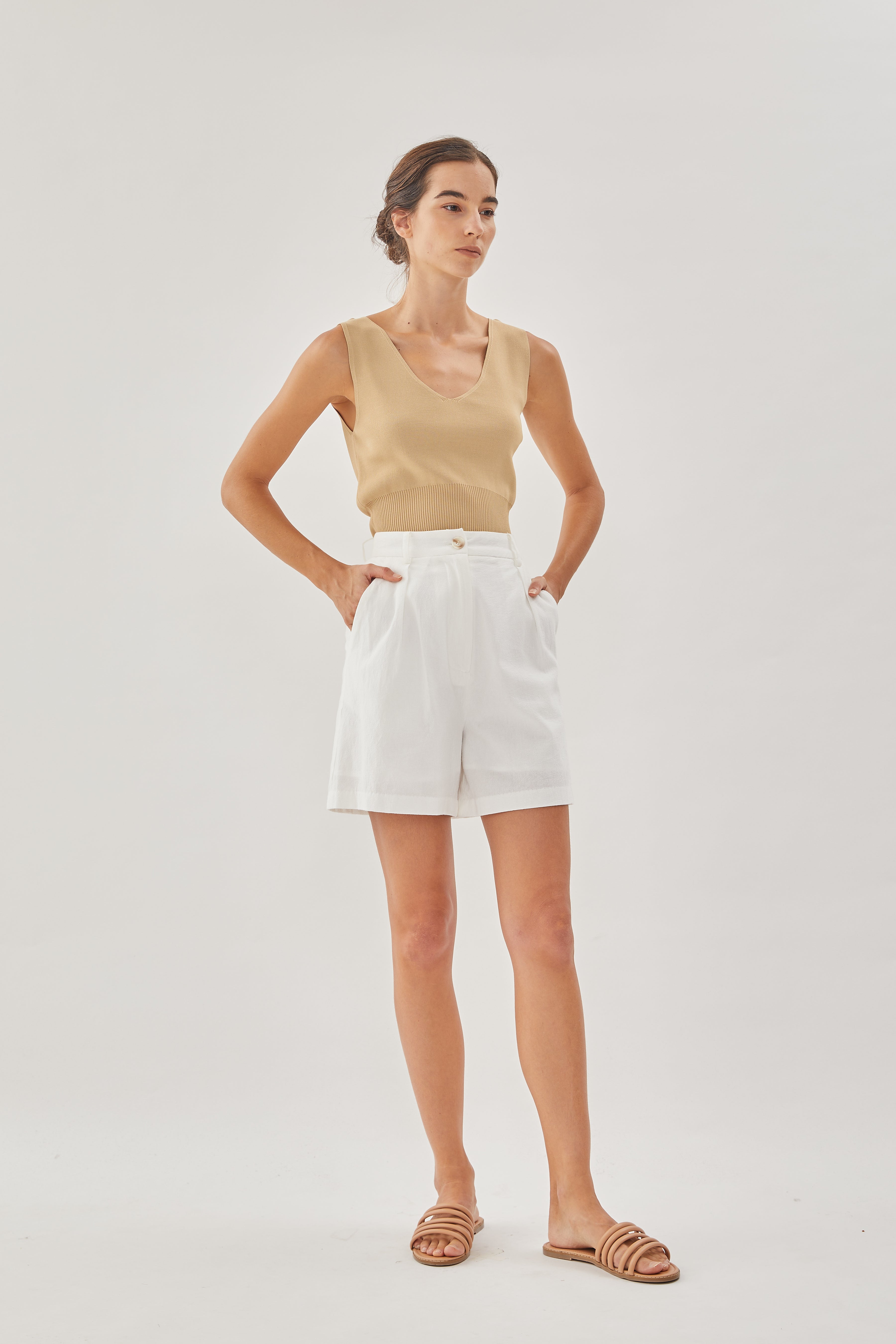 Boxy Long Shorts in White