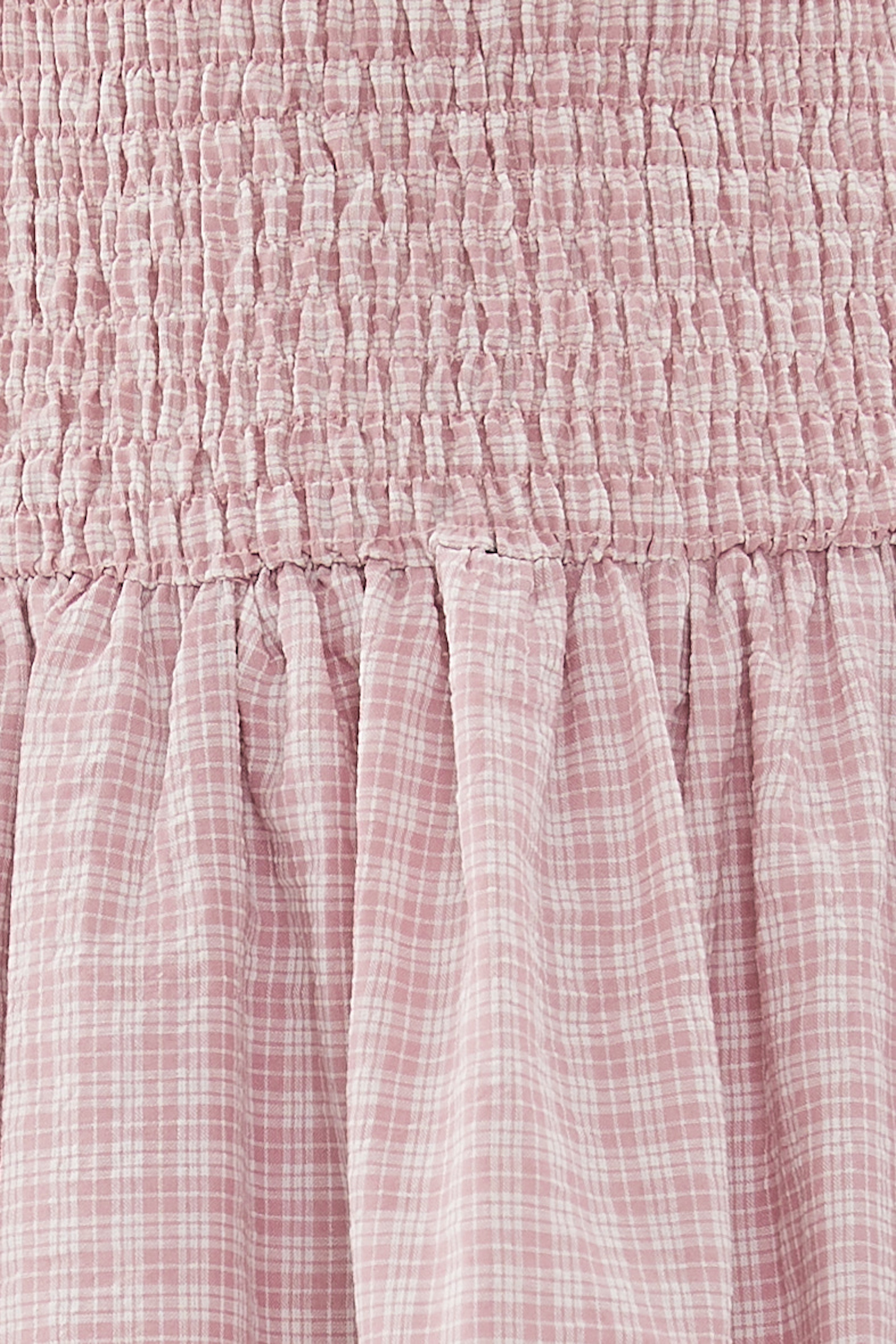 Drop Waist Shirring Dress in Gingham Pink