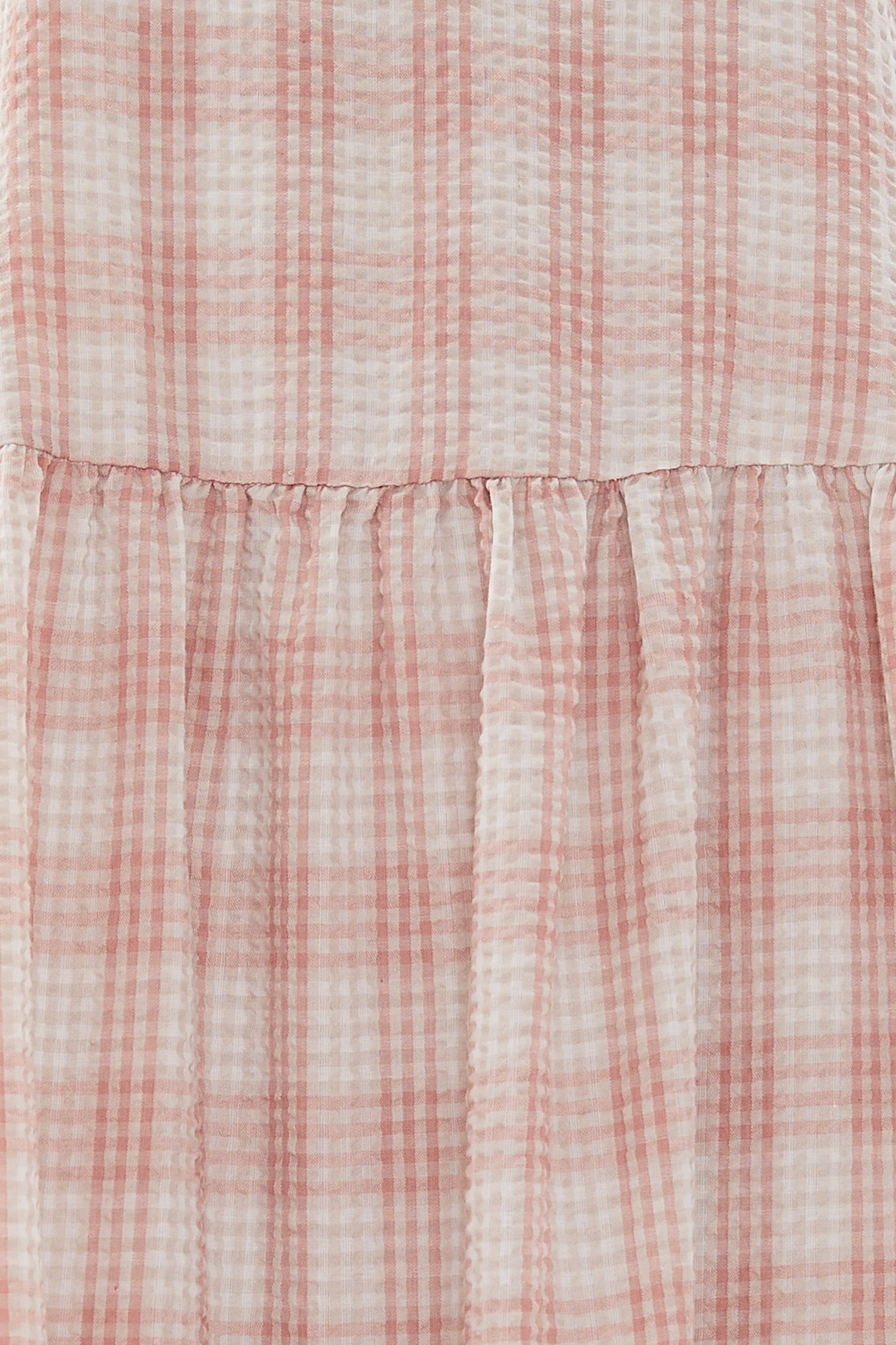 Sleeveless Seersucker Tiered Dress in Shell Pink
