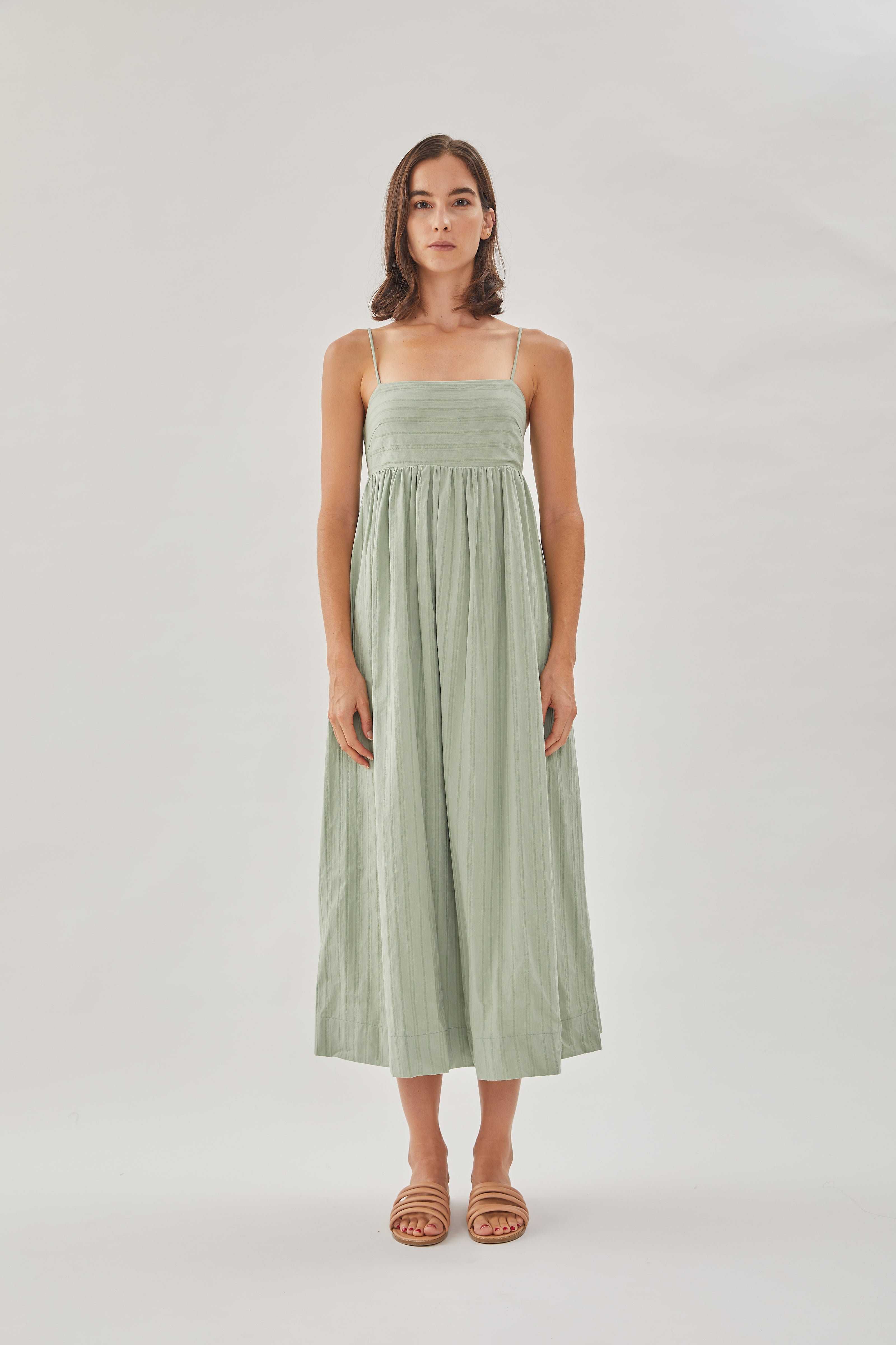 Cotton Cami Midi Dress in Sage