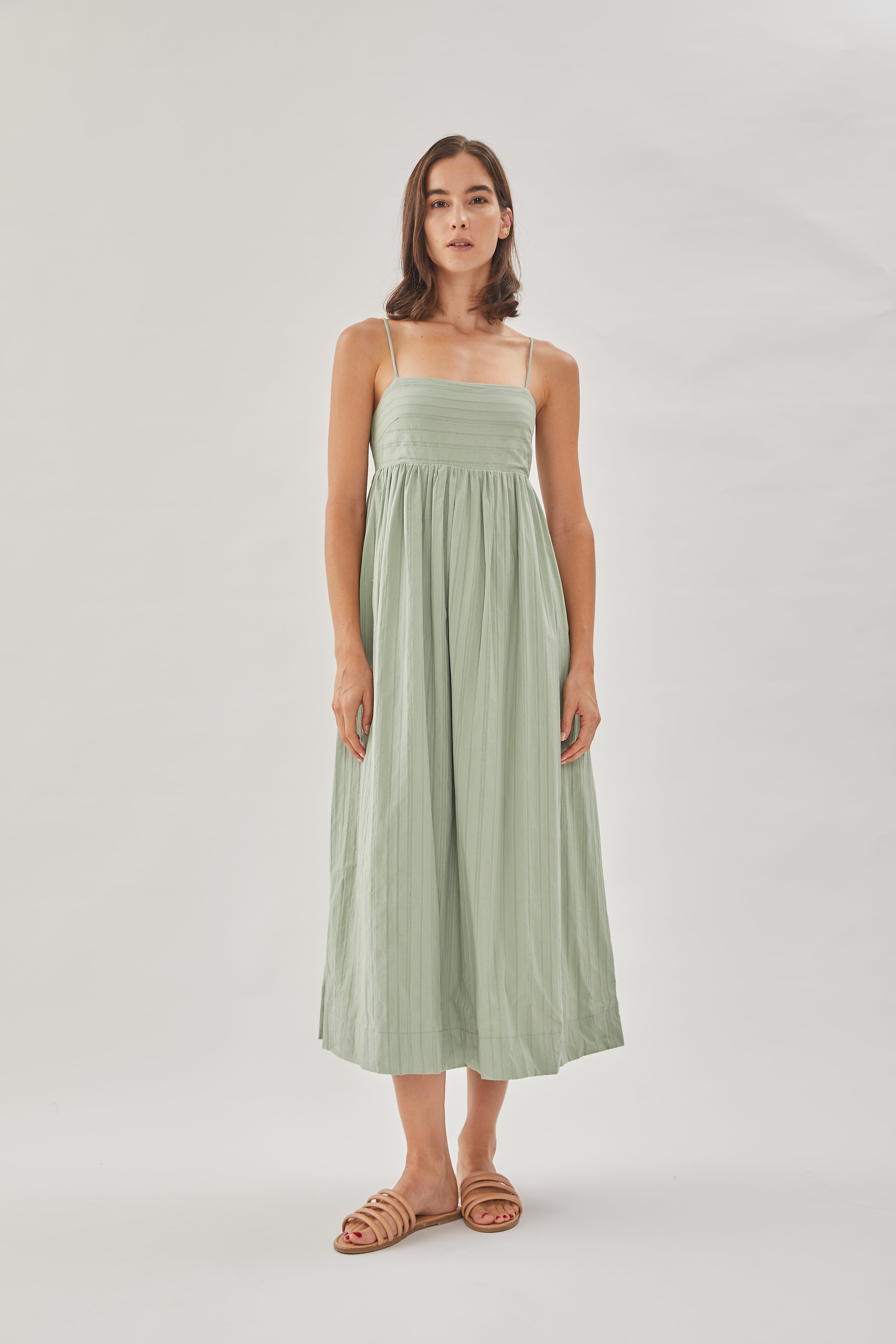 Cotton Cami Midi Dress in Sage