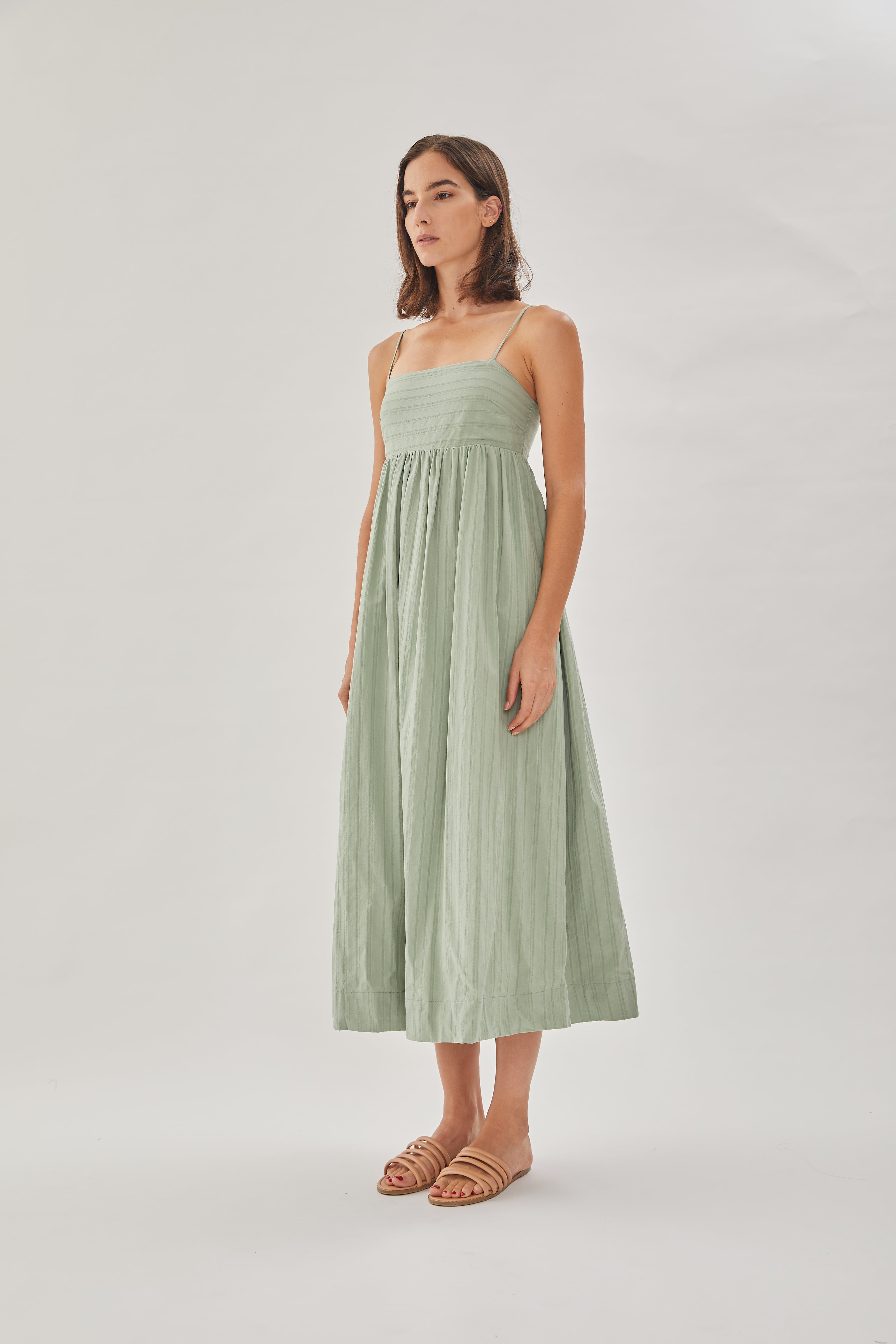 Cotton Cami Midi Dress in Sage