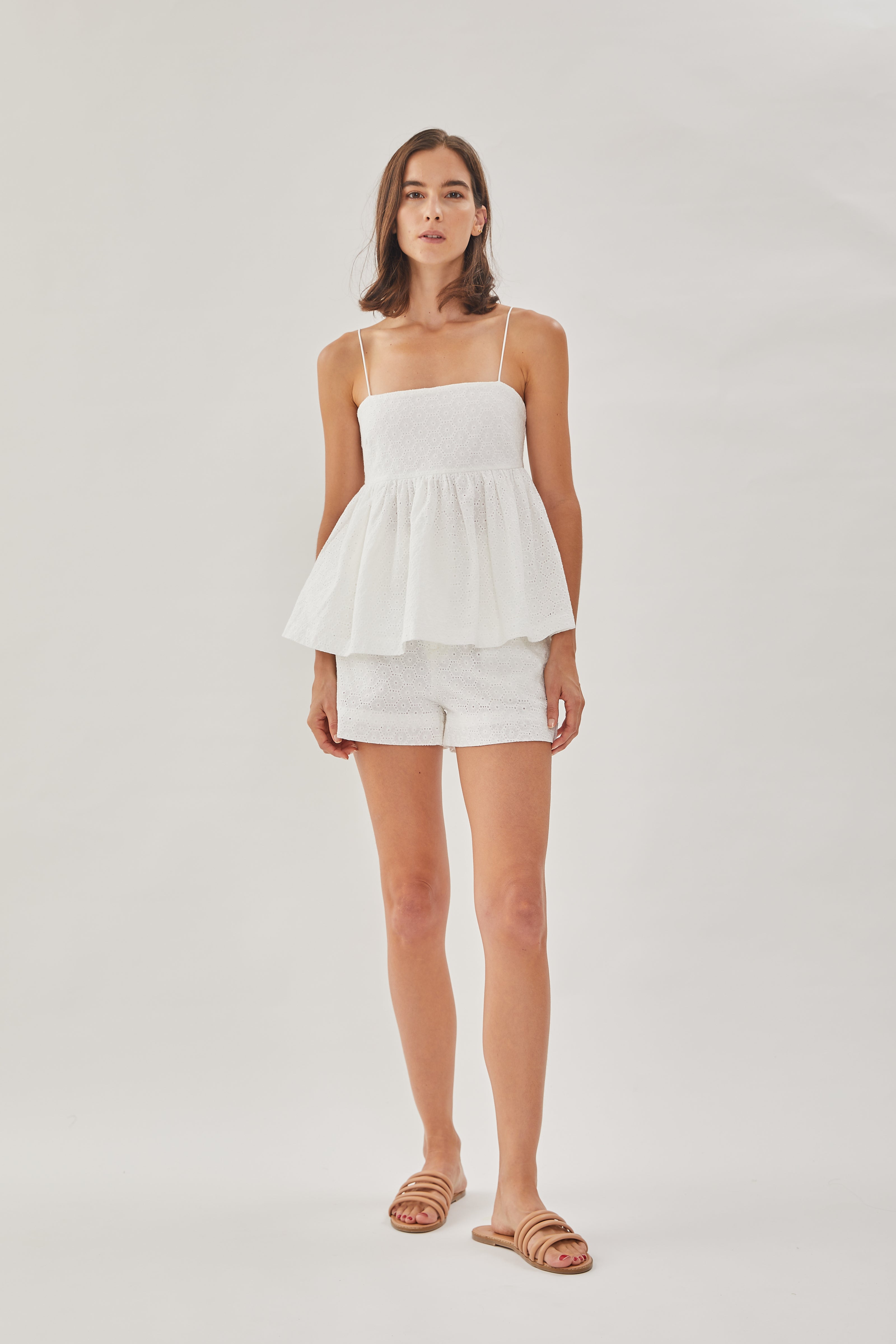 Cotton Crochet Cami Top in White