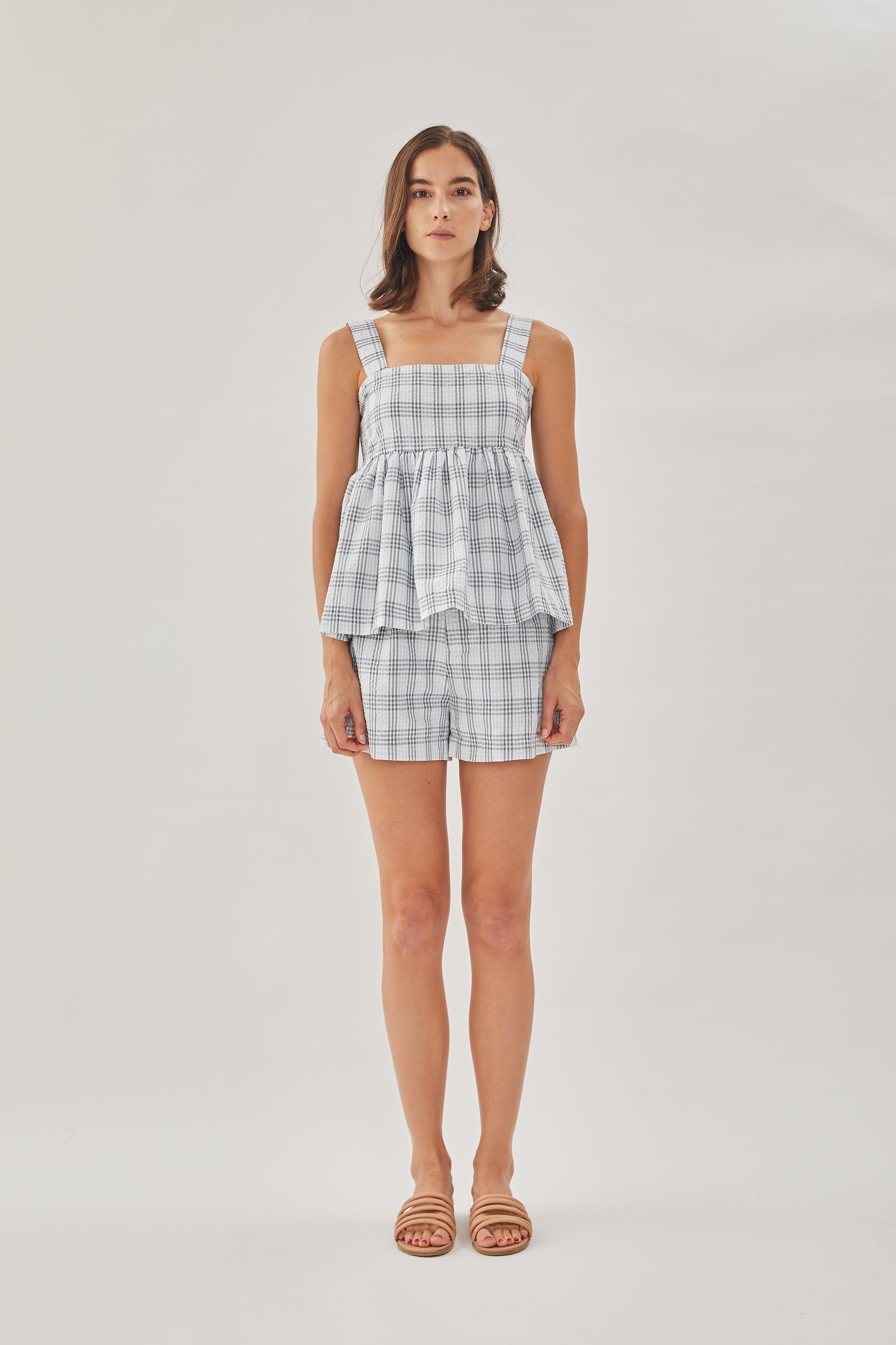 Seersucker Sleeveless Top in Mist