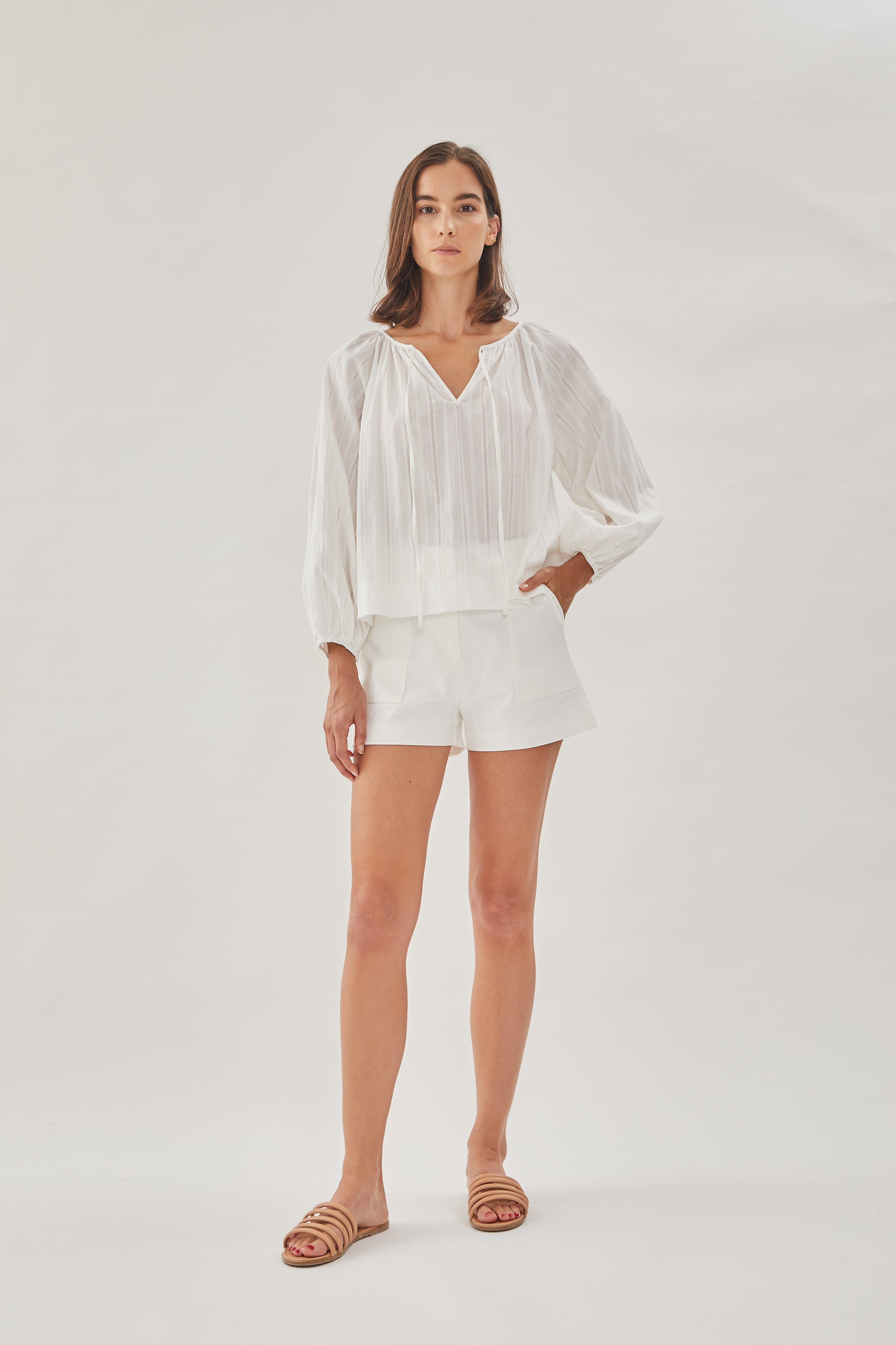 Cotton Poplin Blouse in White