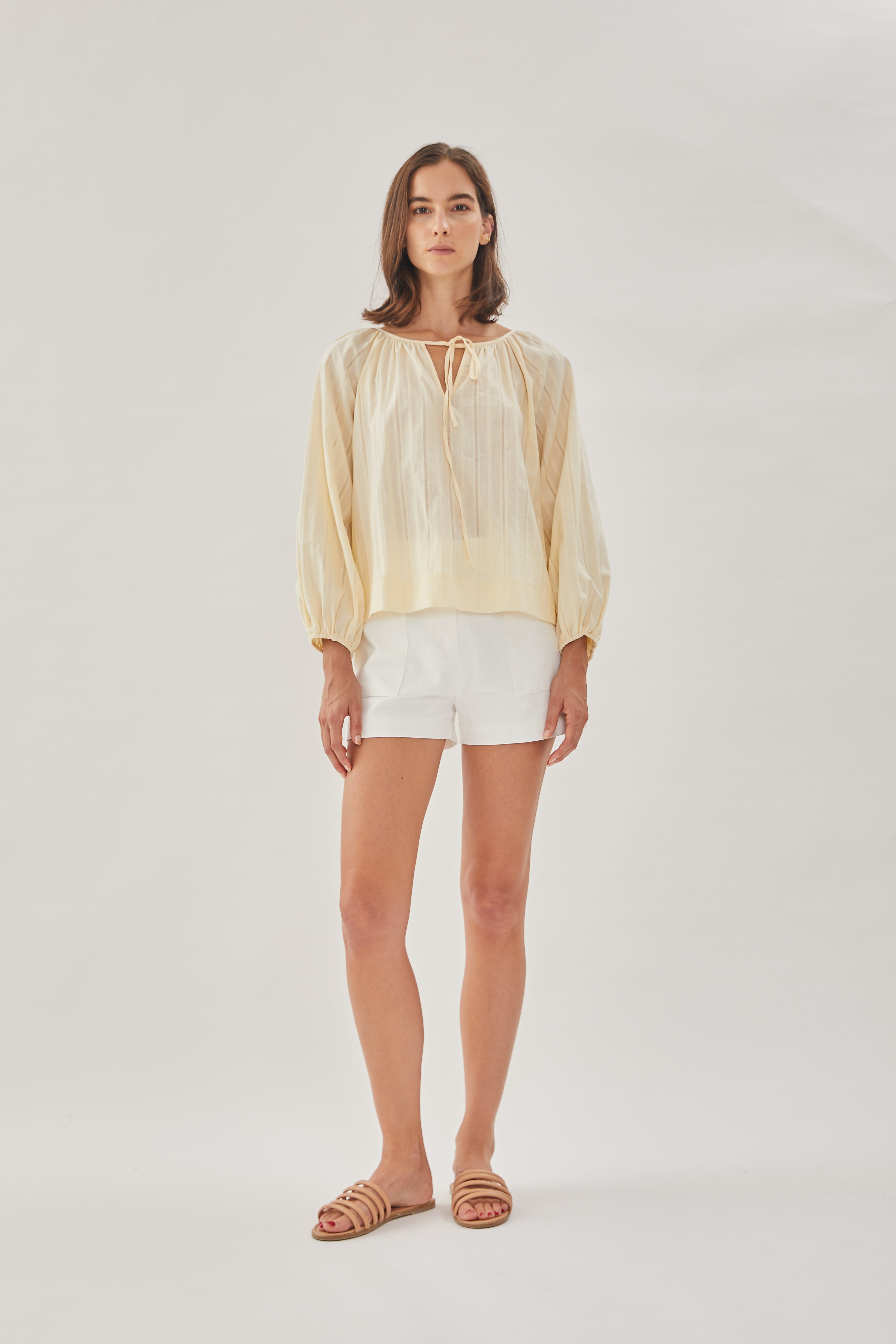 Cotton Poplin Blouse in Soft Yellow