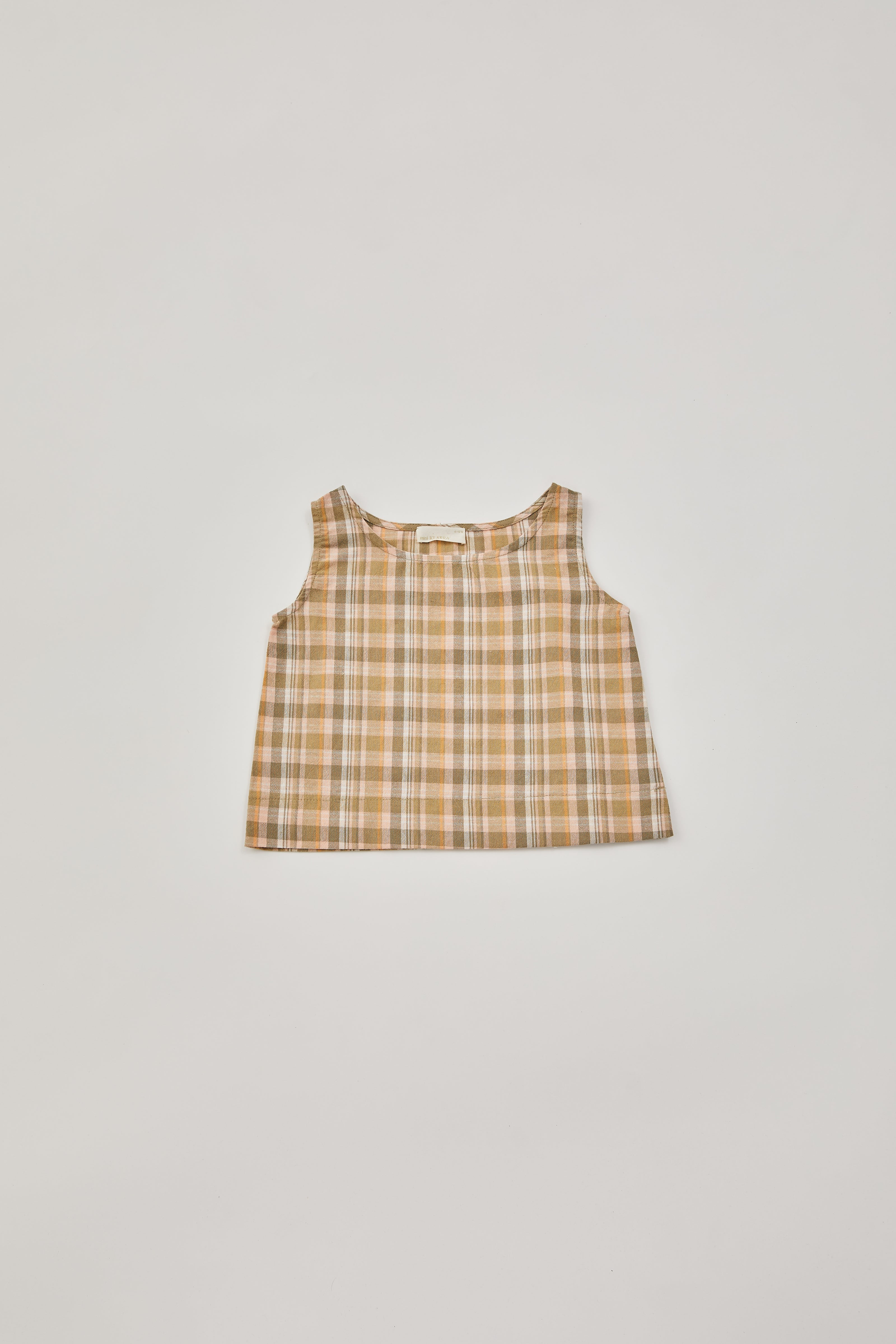 Mini Gingham Sleeveless Blouse in Forest