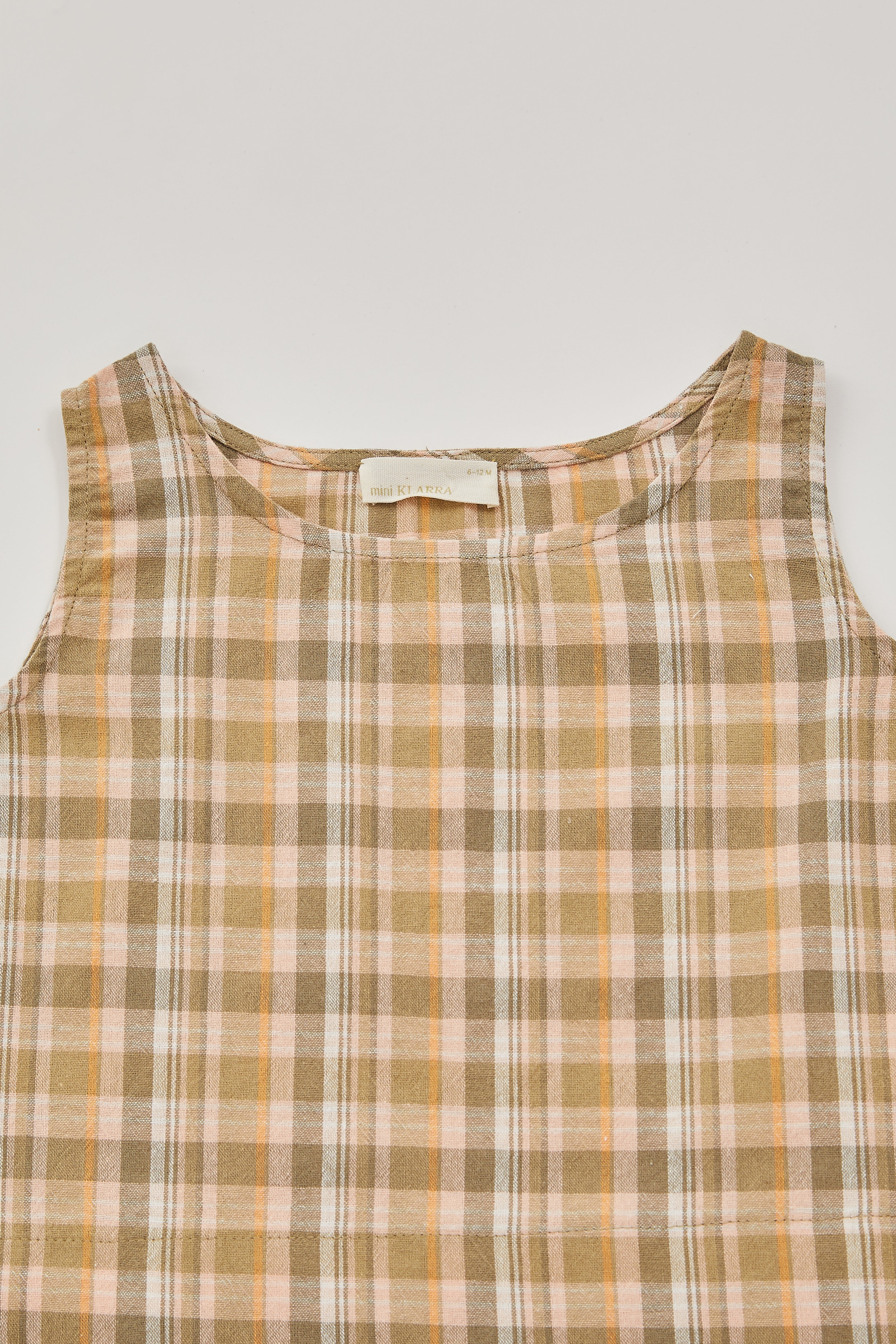 Mini Gingham Sleeveless Blouse in Forest