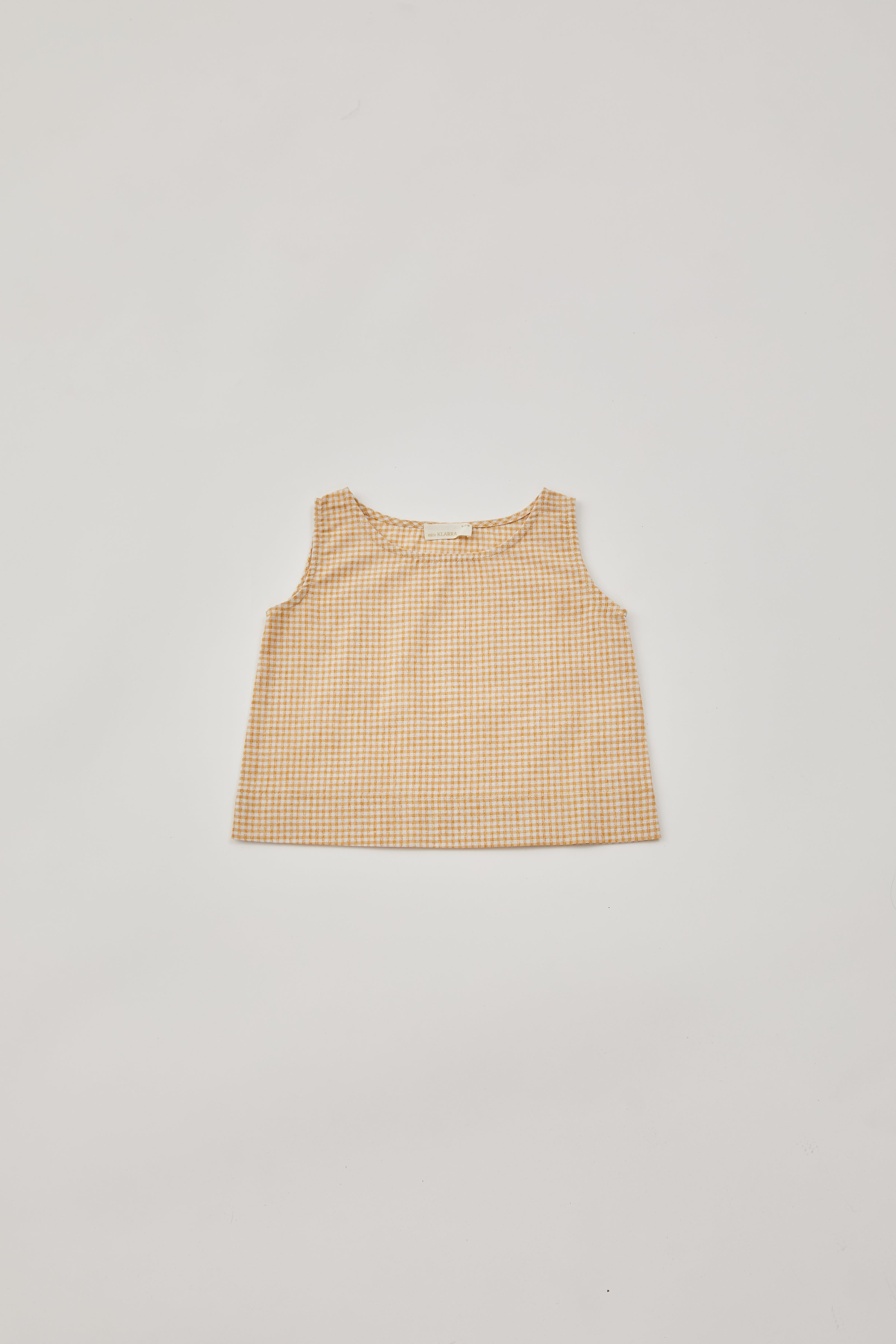 Mini Gingham Sleeveless Blouse in Yellow