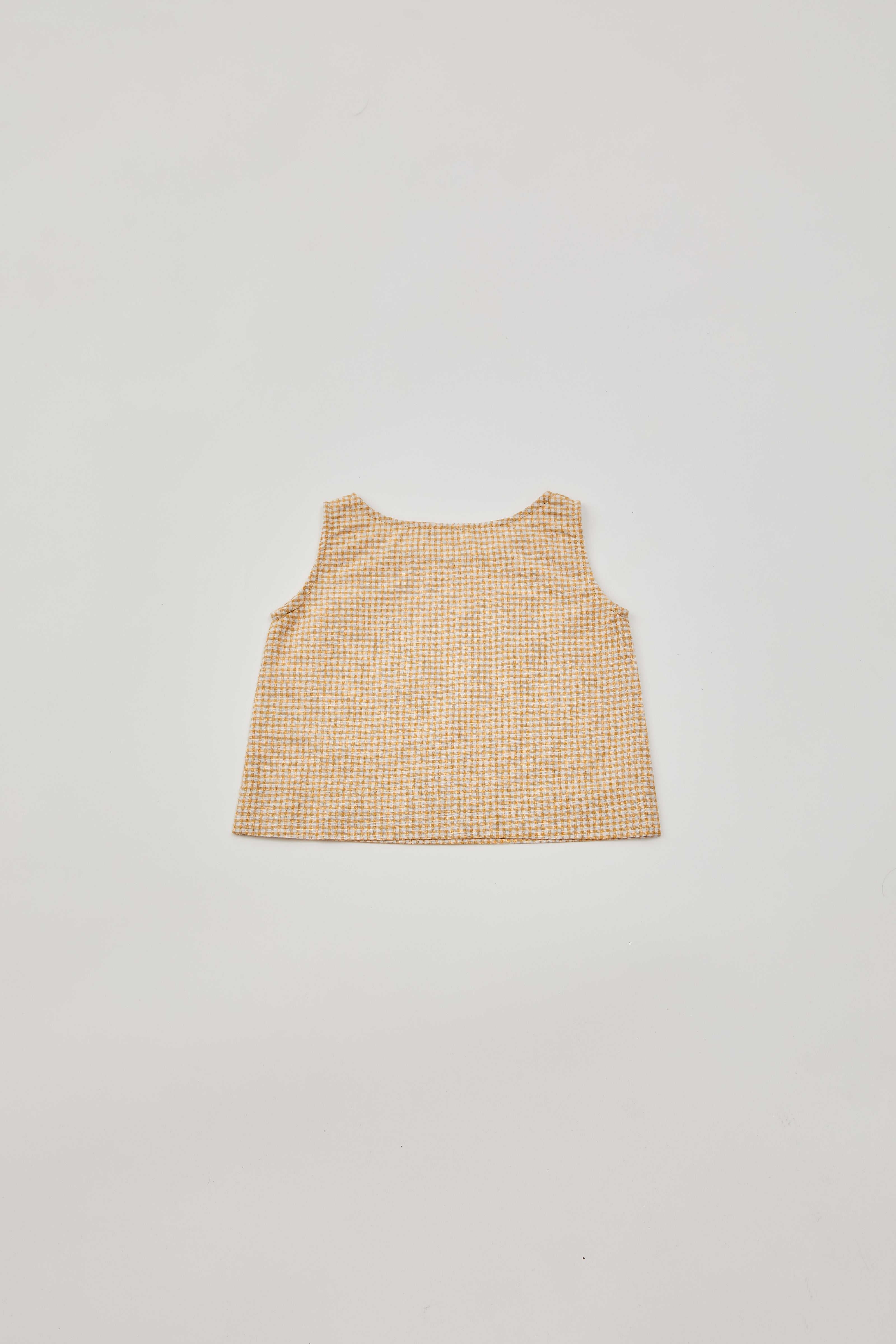Mini Gingham Sleeveless Blouse in Yellow