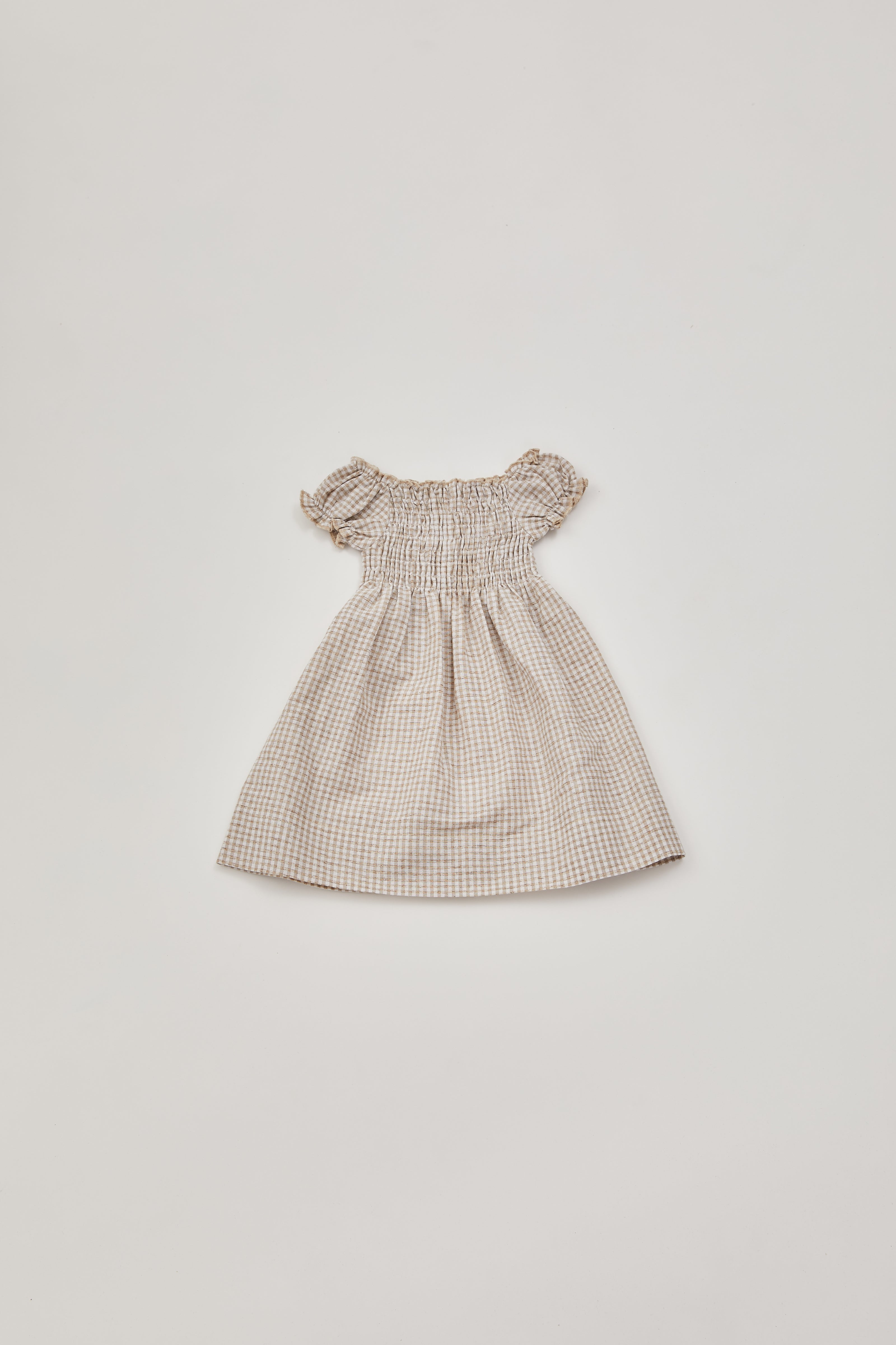 Mini Gingham Dress in Oat