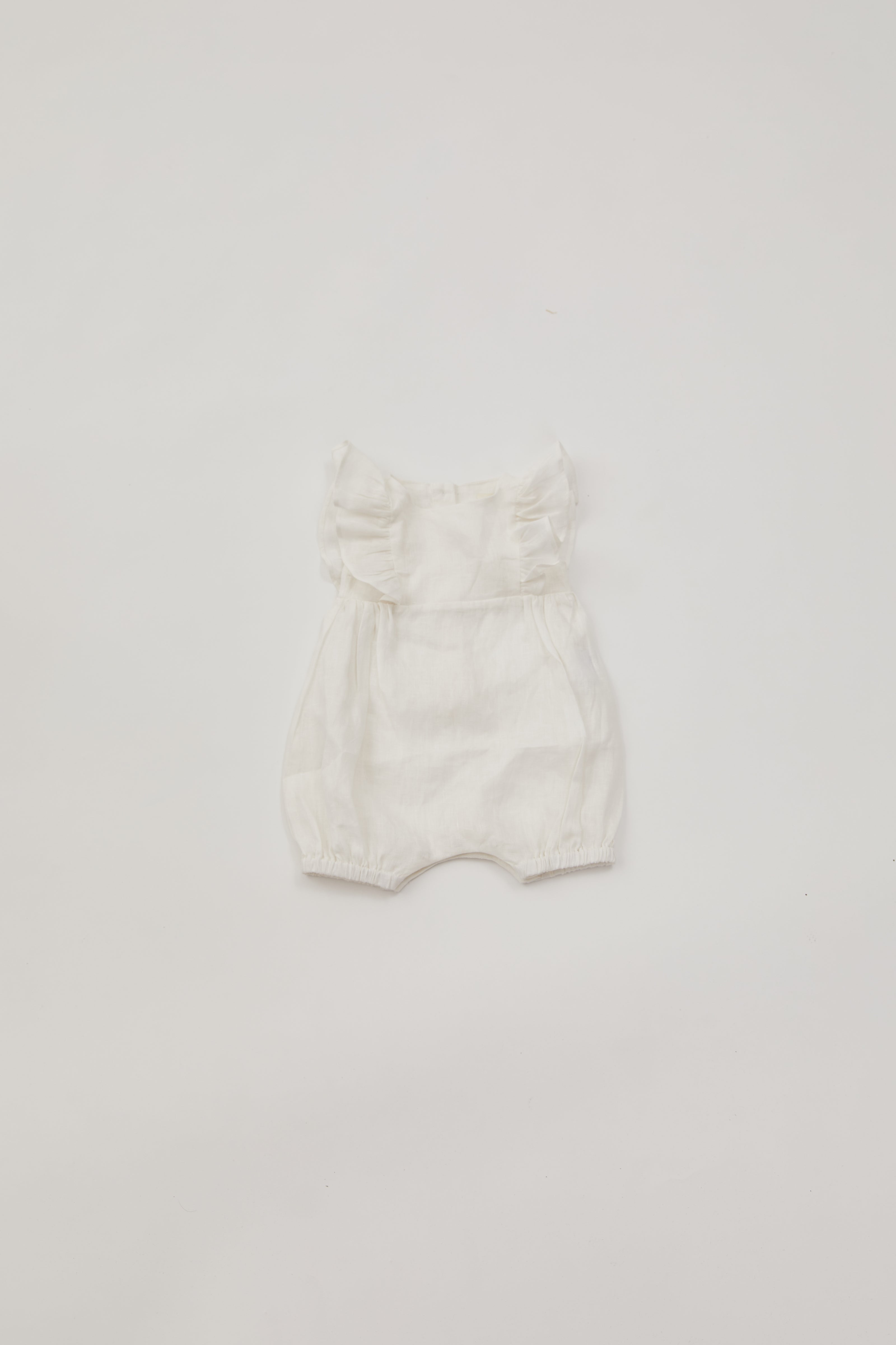 Mini Linen Romper in White