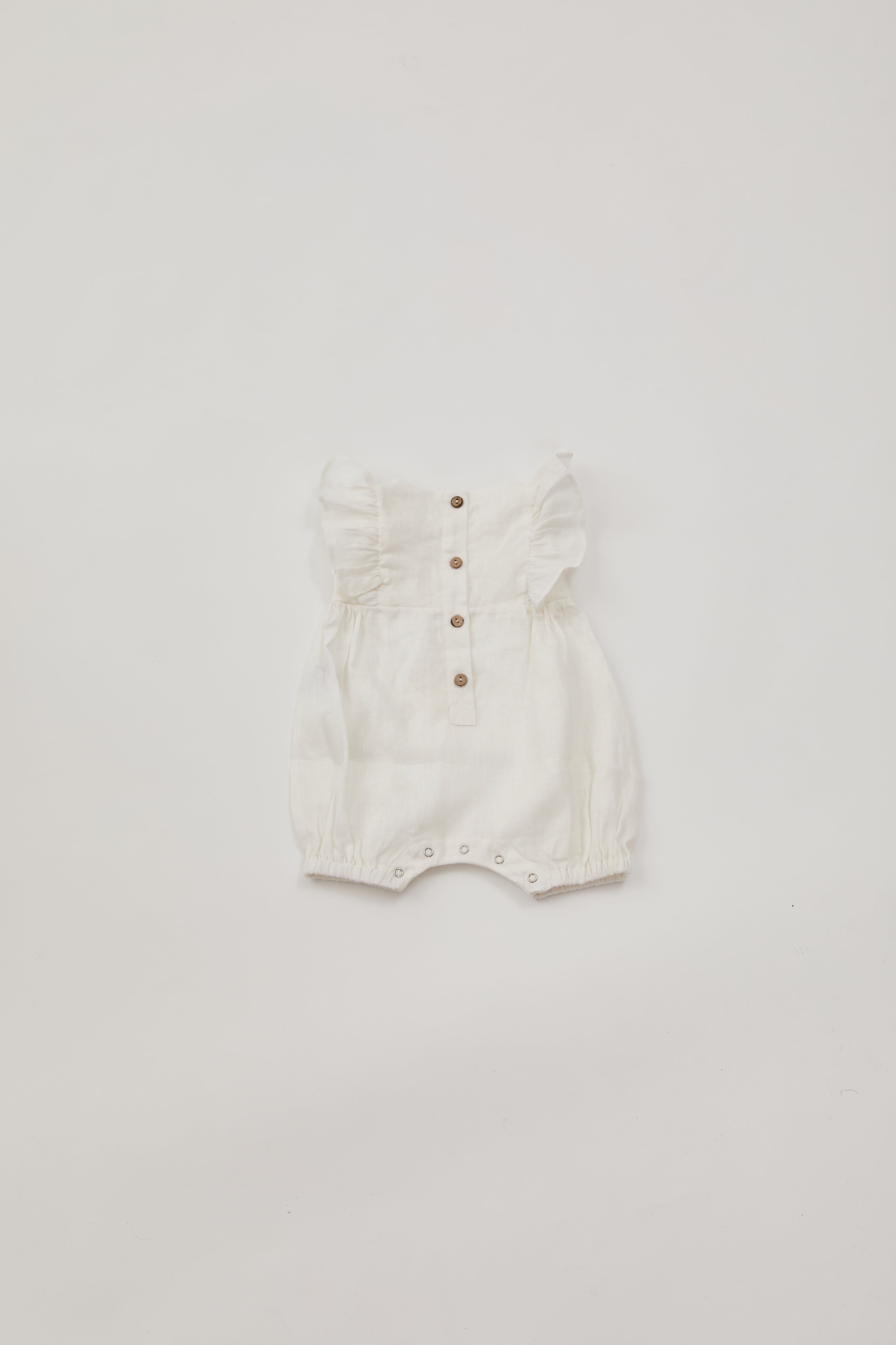 Mini Linen Romper in White