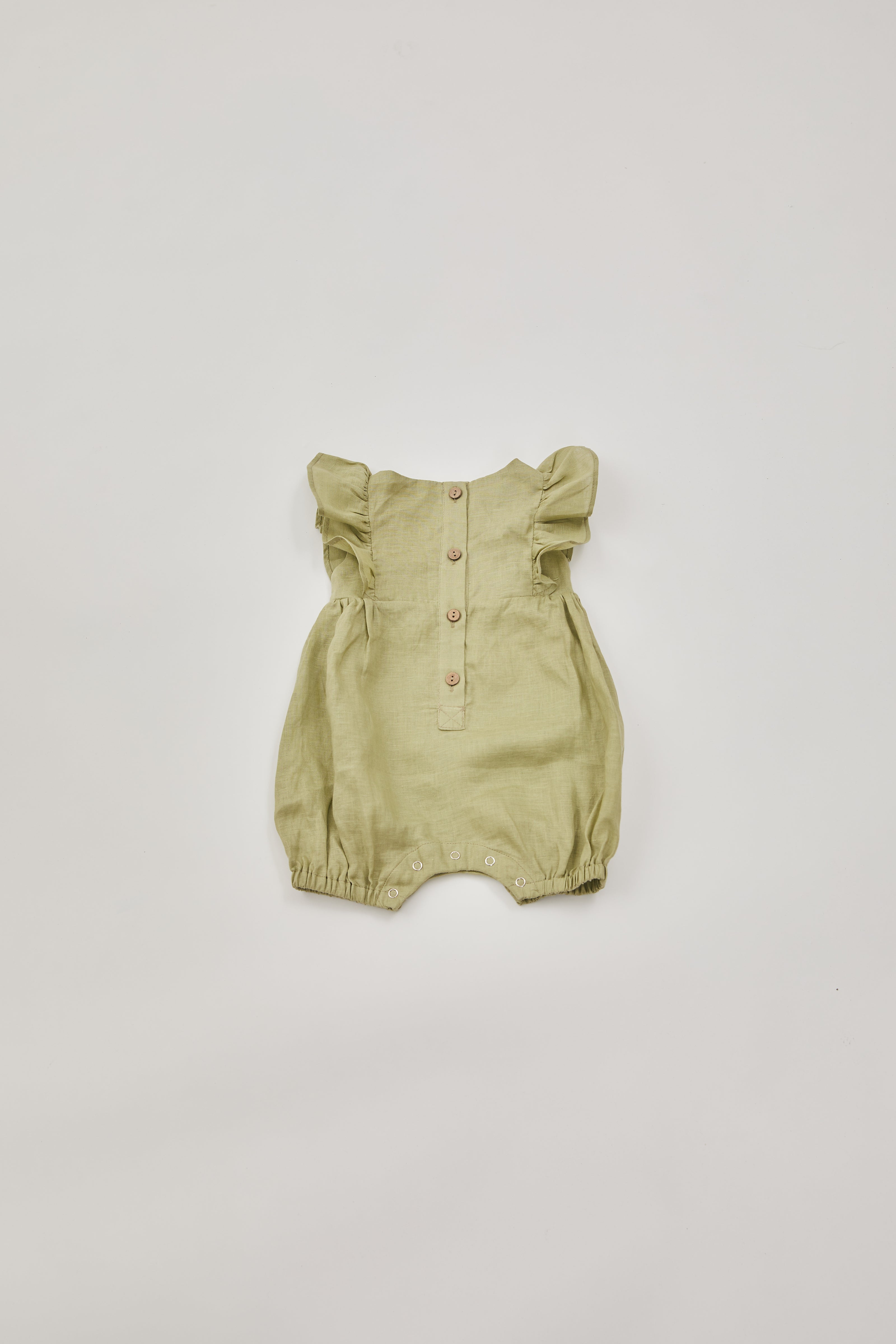 Mini Linen Romper in Moss