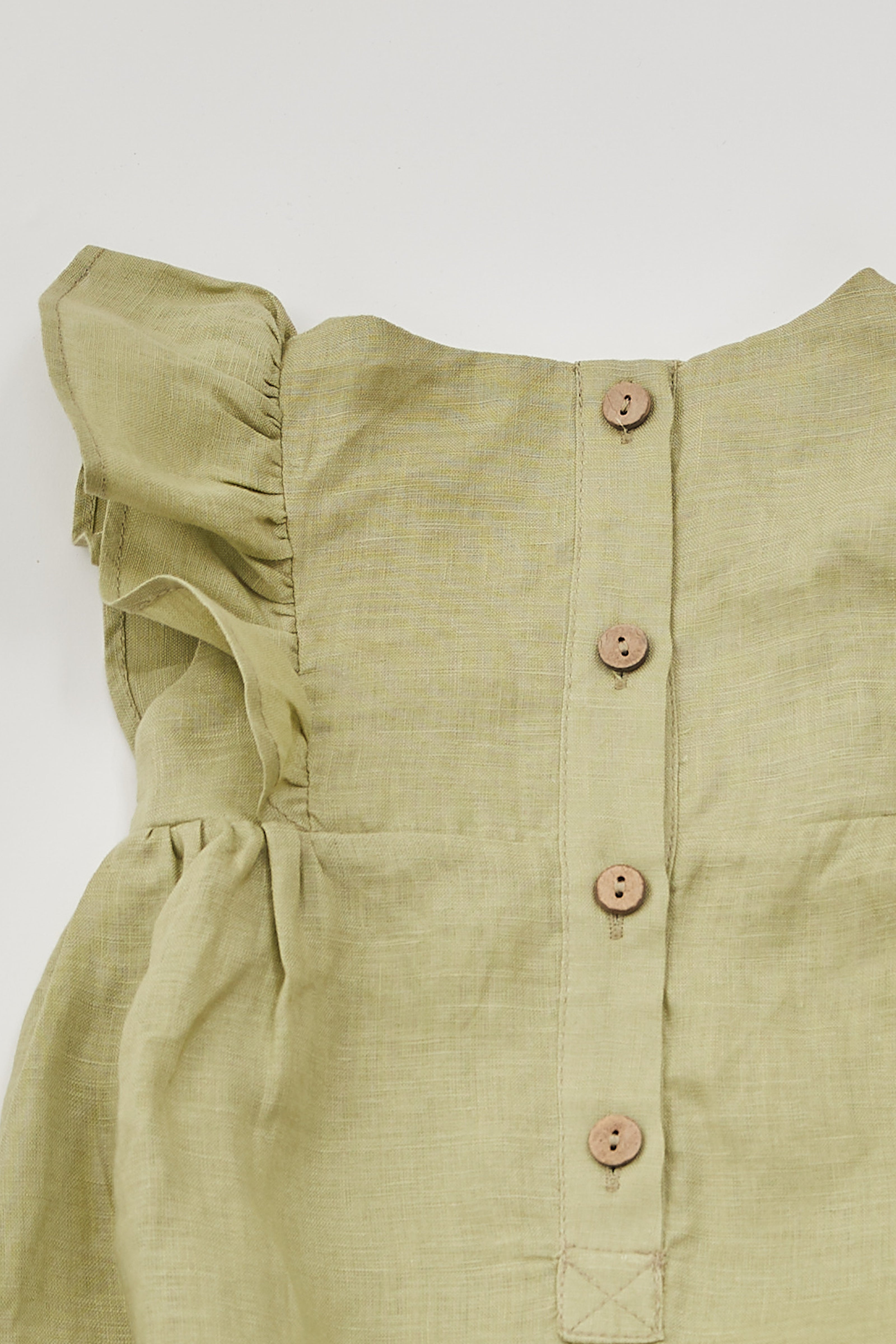 Mini Linen Romper in Moss