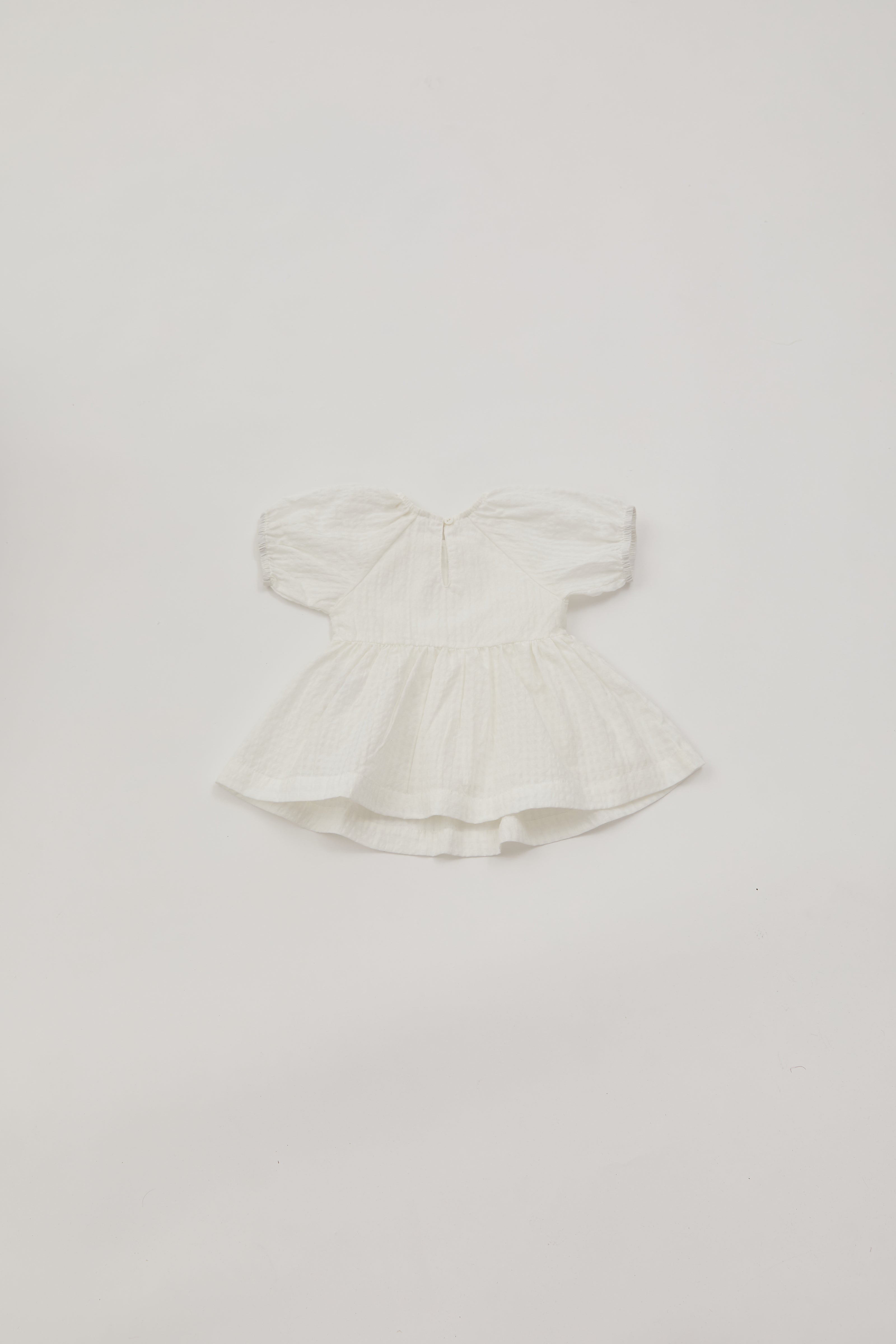 Mini Puffed Sleeved Dress in White