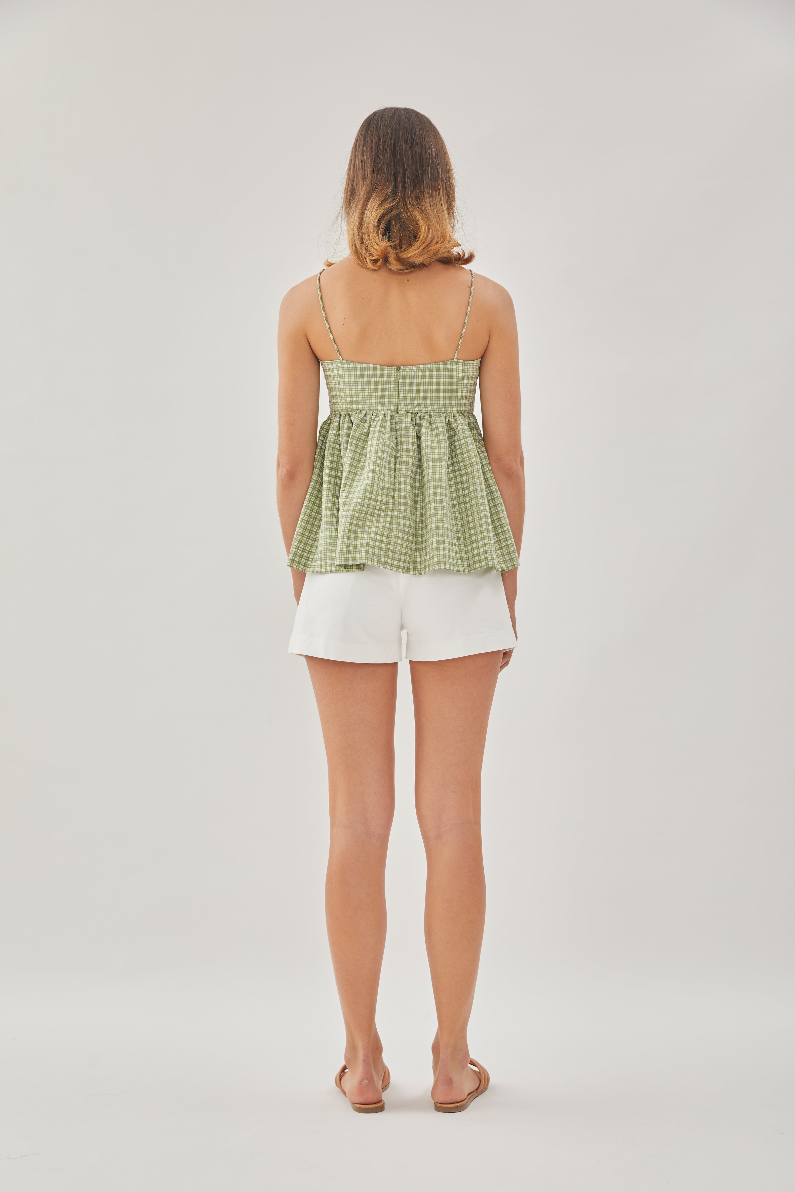 Cami Top in Gingham Fern