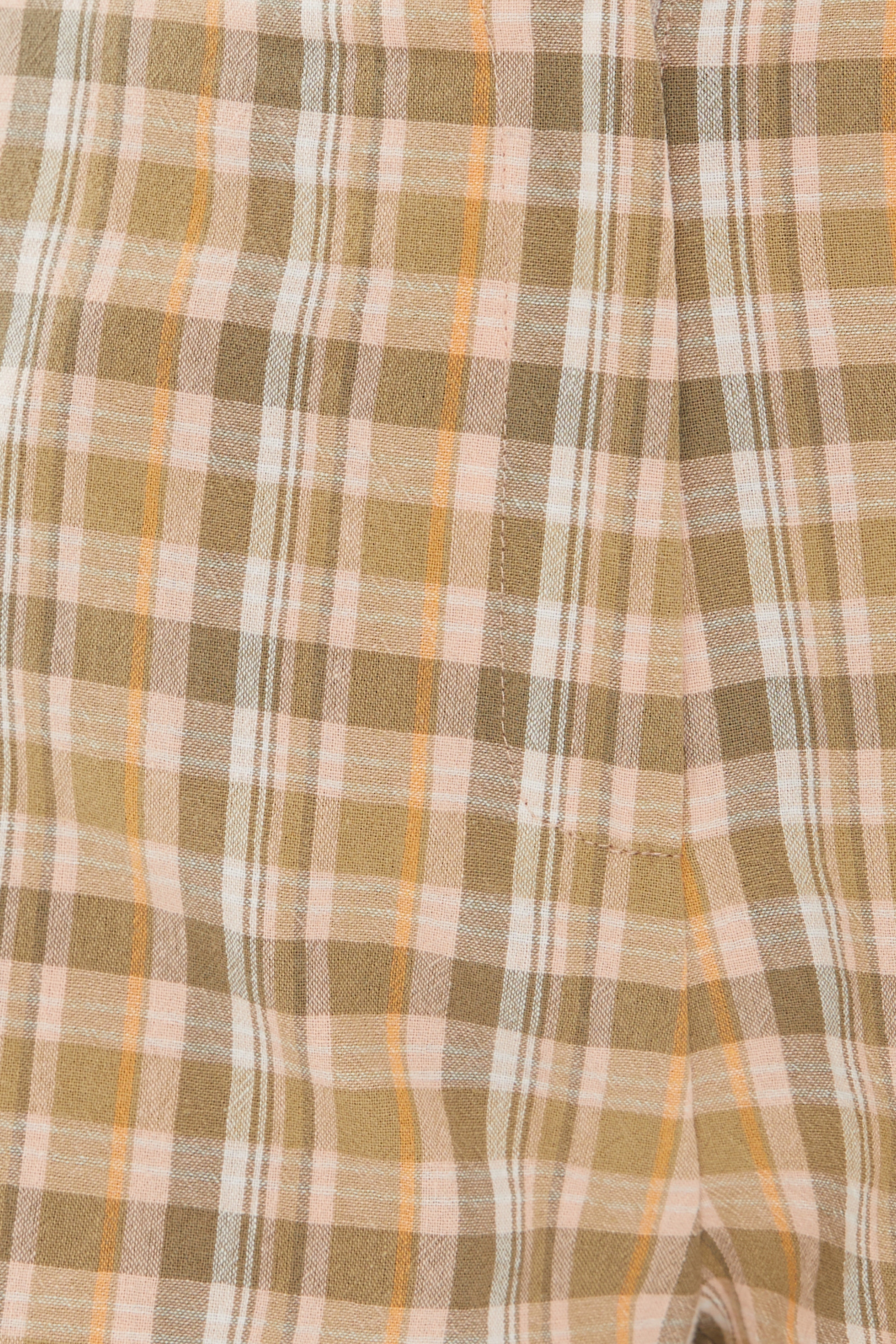 Checkered Cotton Shorts in Forest