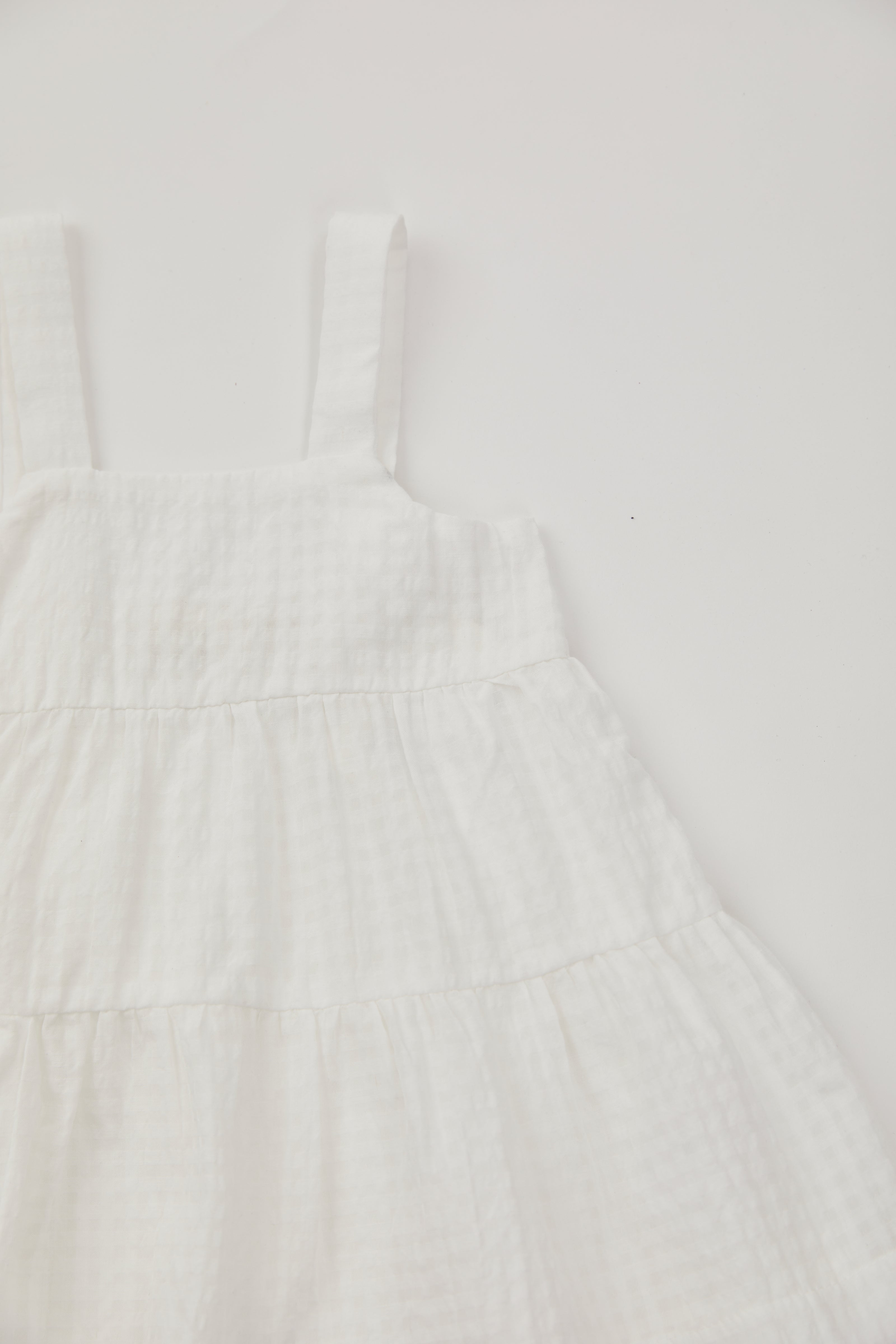 Mini Tiered Dress in Gingham White