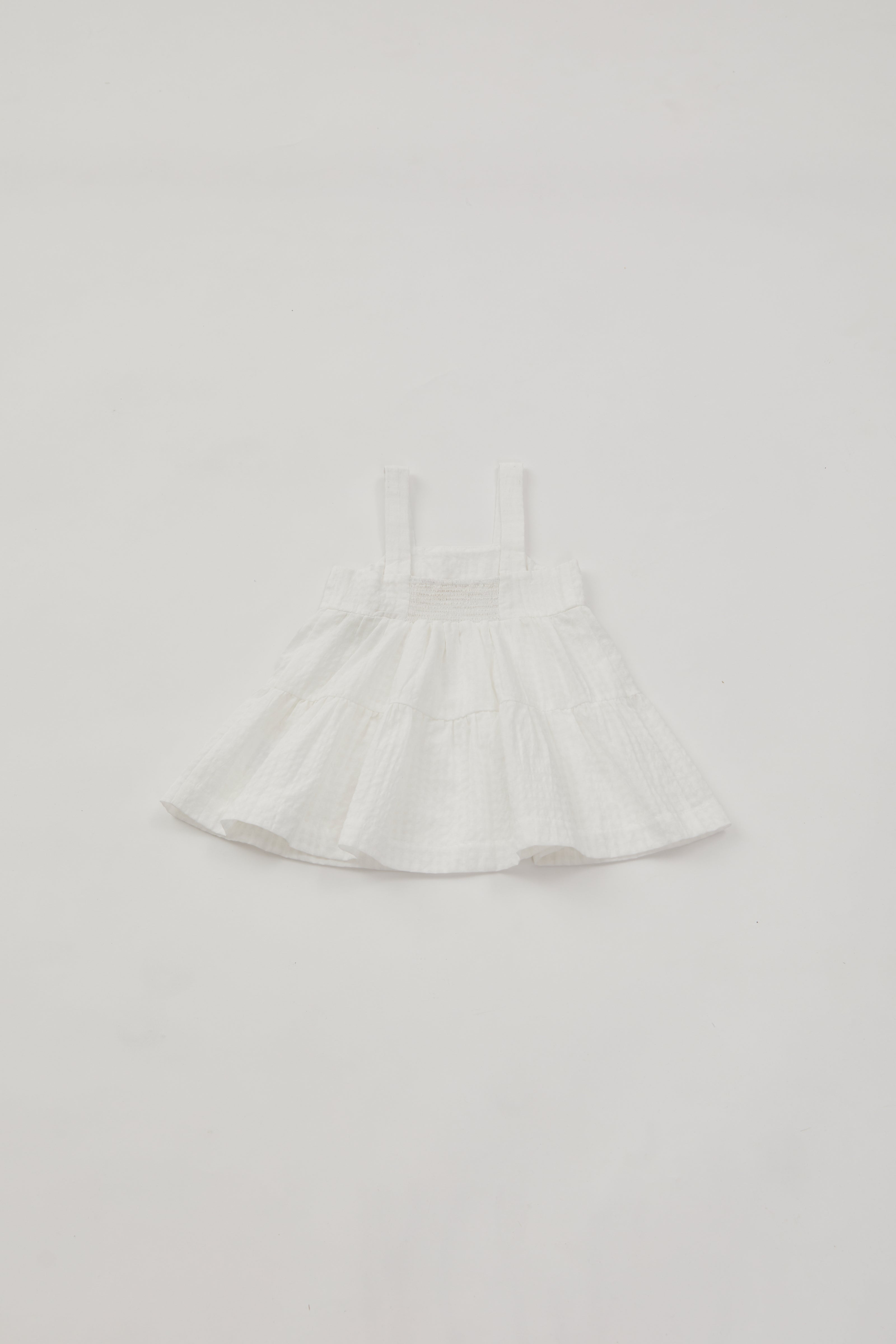 Mini Tiered Dress in Gingham White