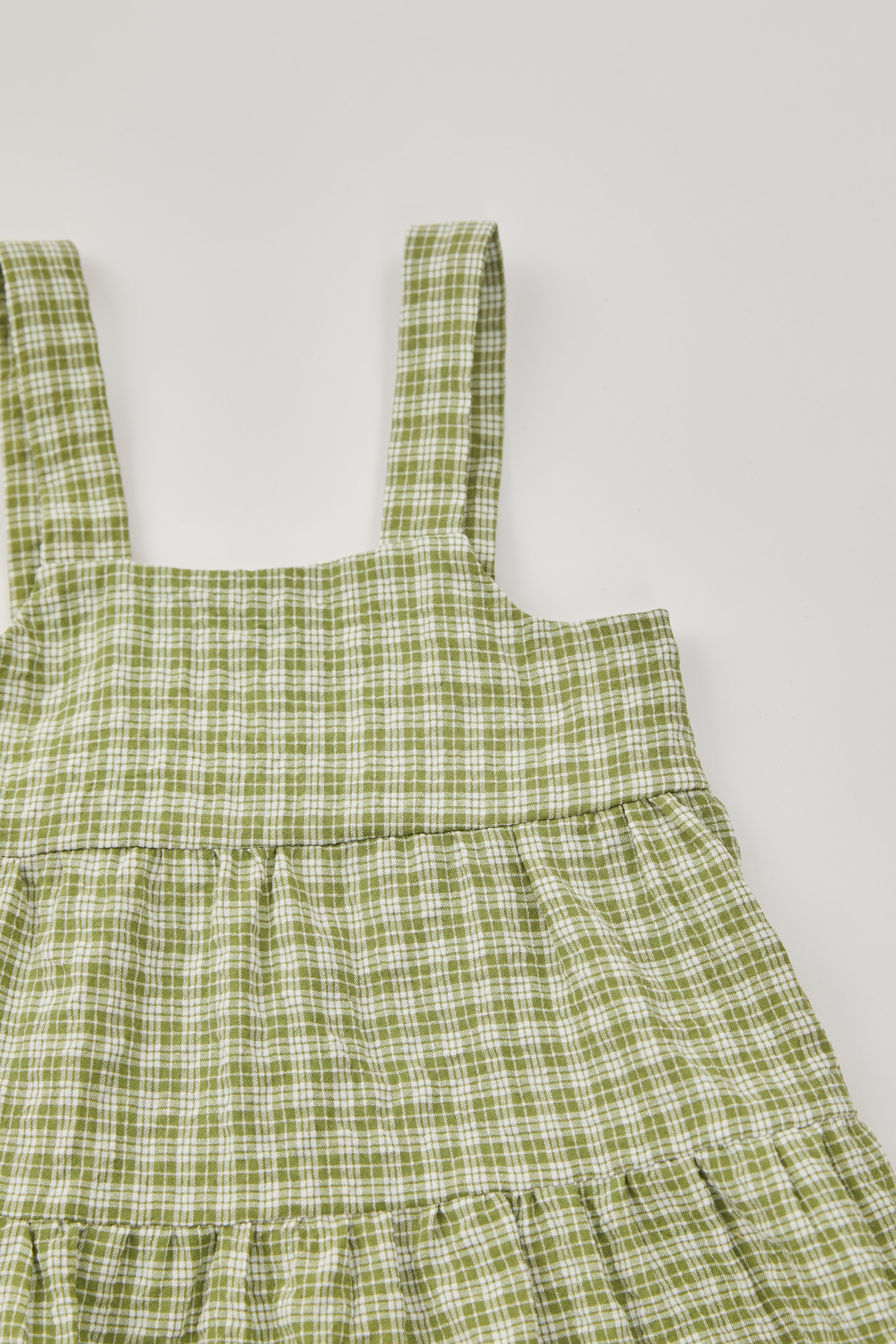 Mini Tiered Dress in Gingham Fern