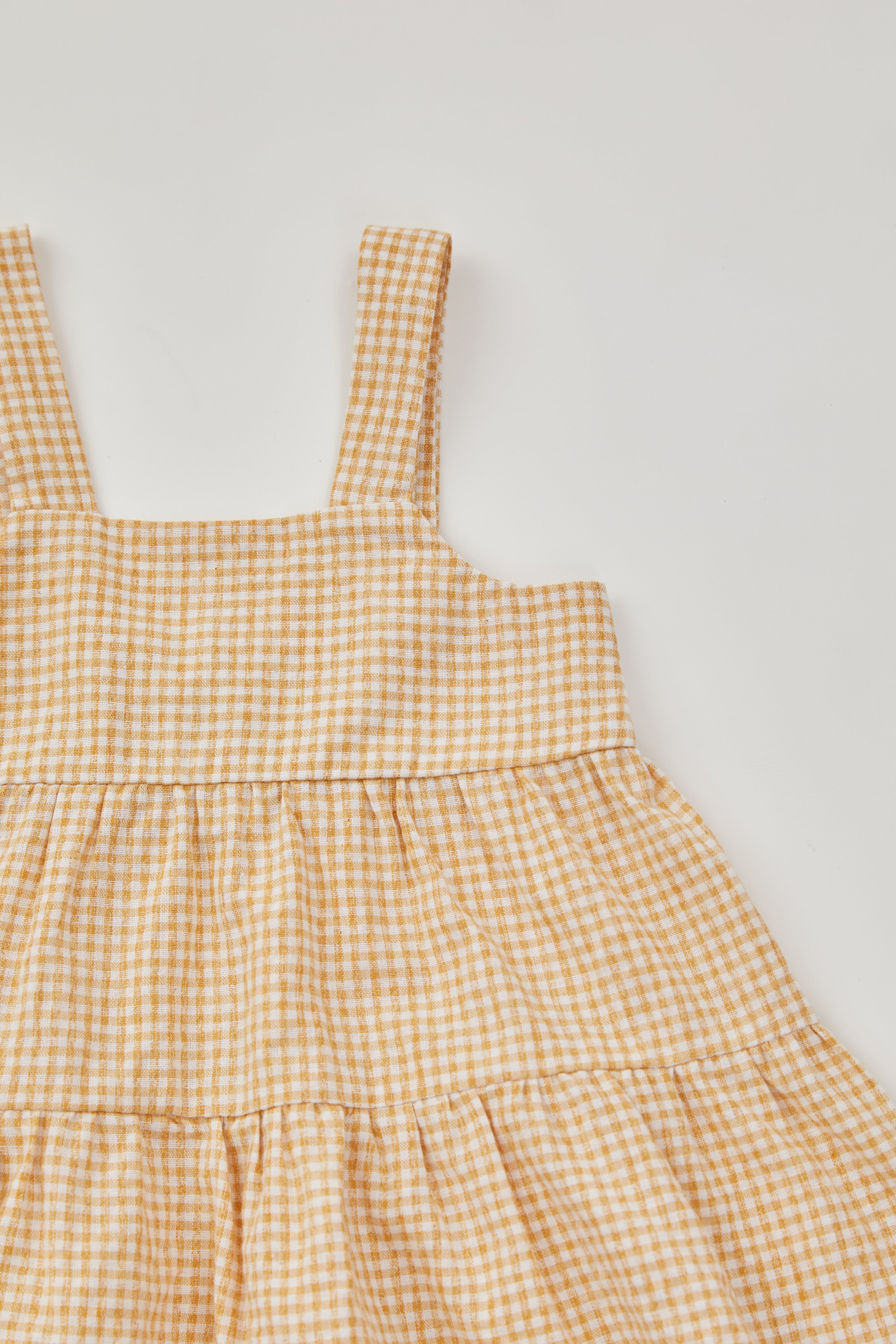 Mini Tiered Dress in Gingham Yellow