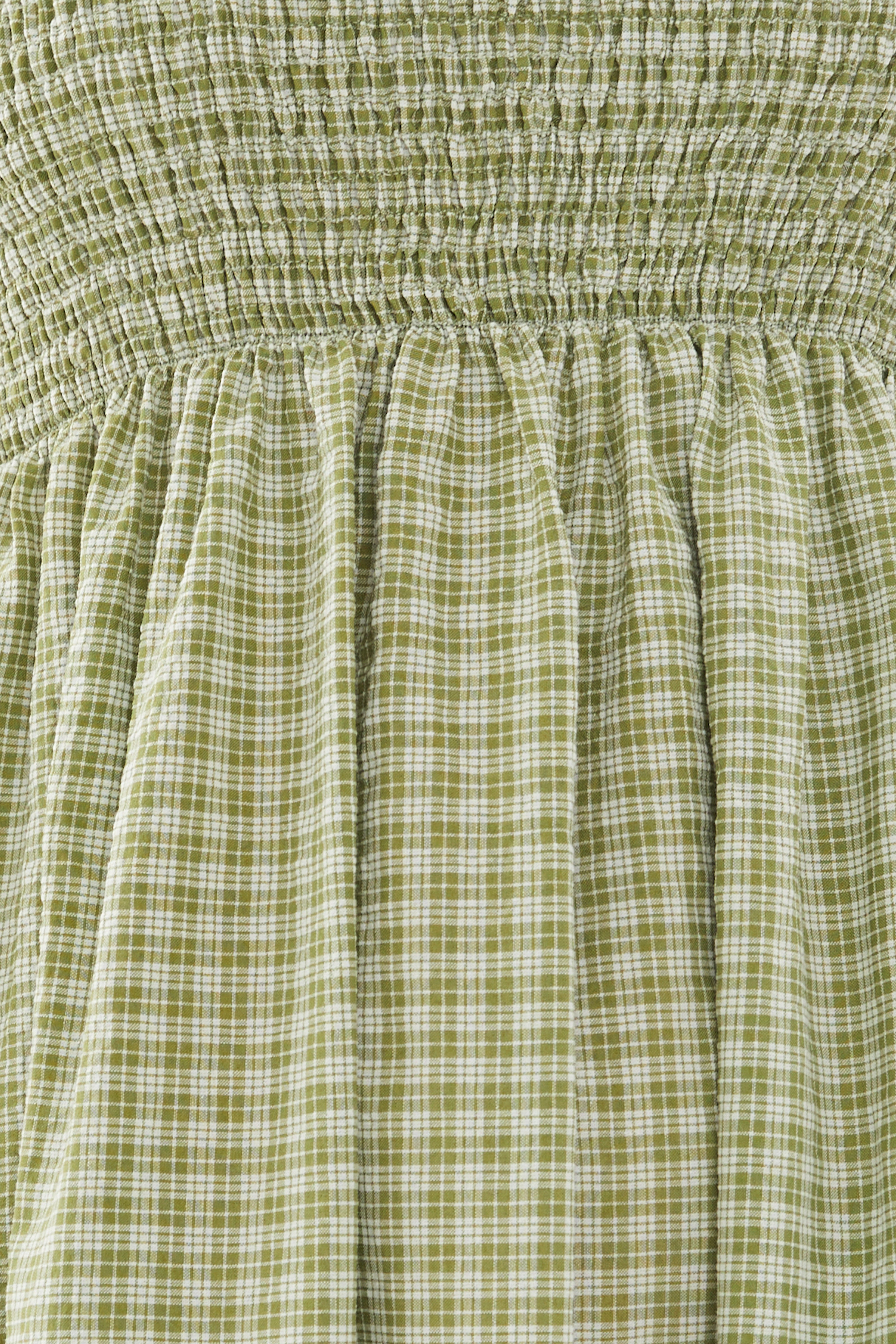 Tiered Sleeveless Shirring Dress in Gingham Fern