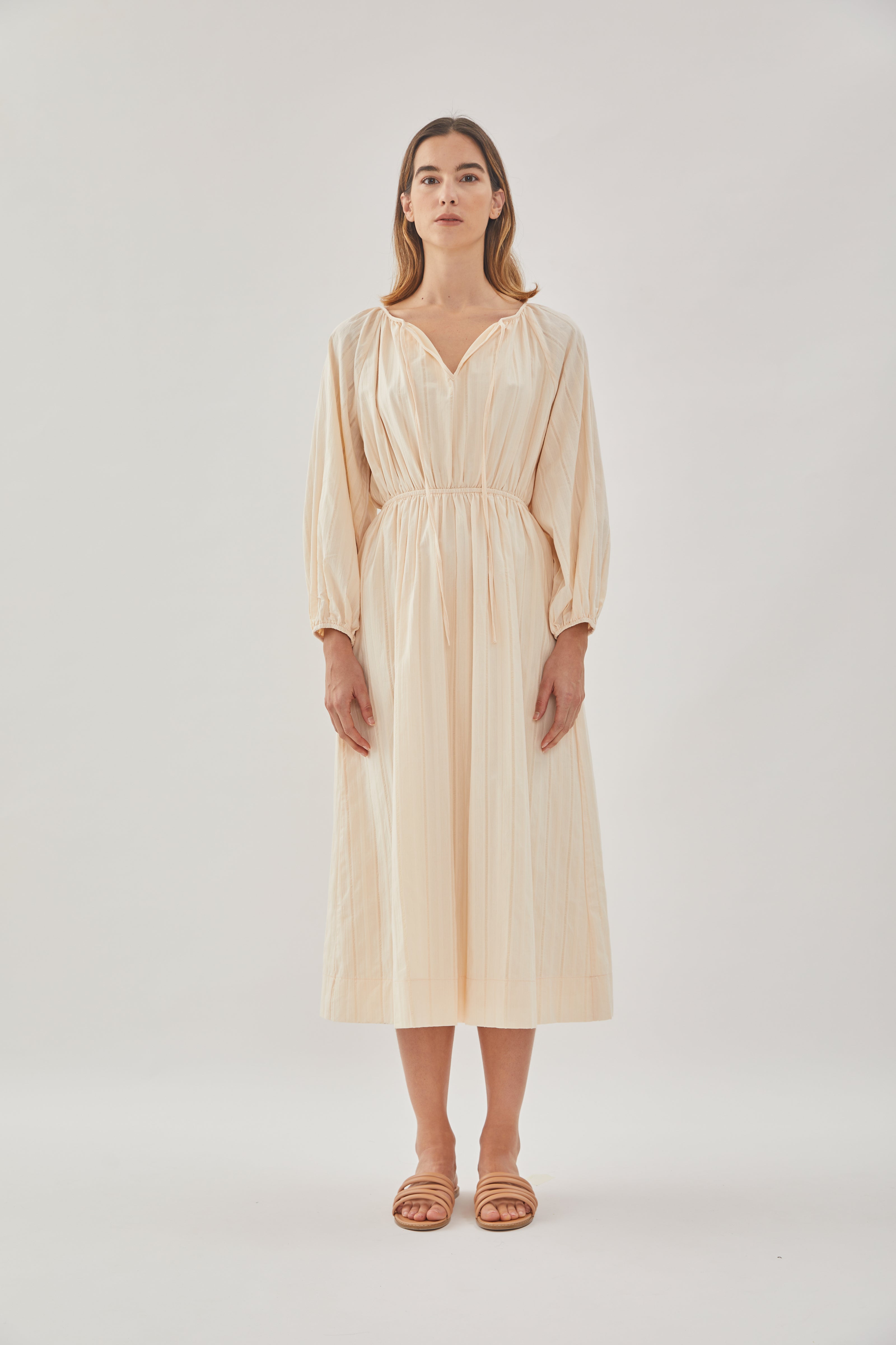 Poplin Midi Dress in Soft Yellow