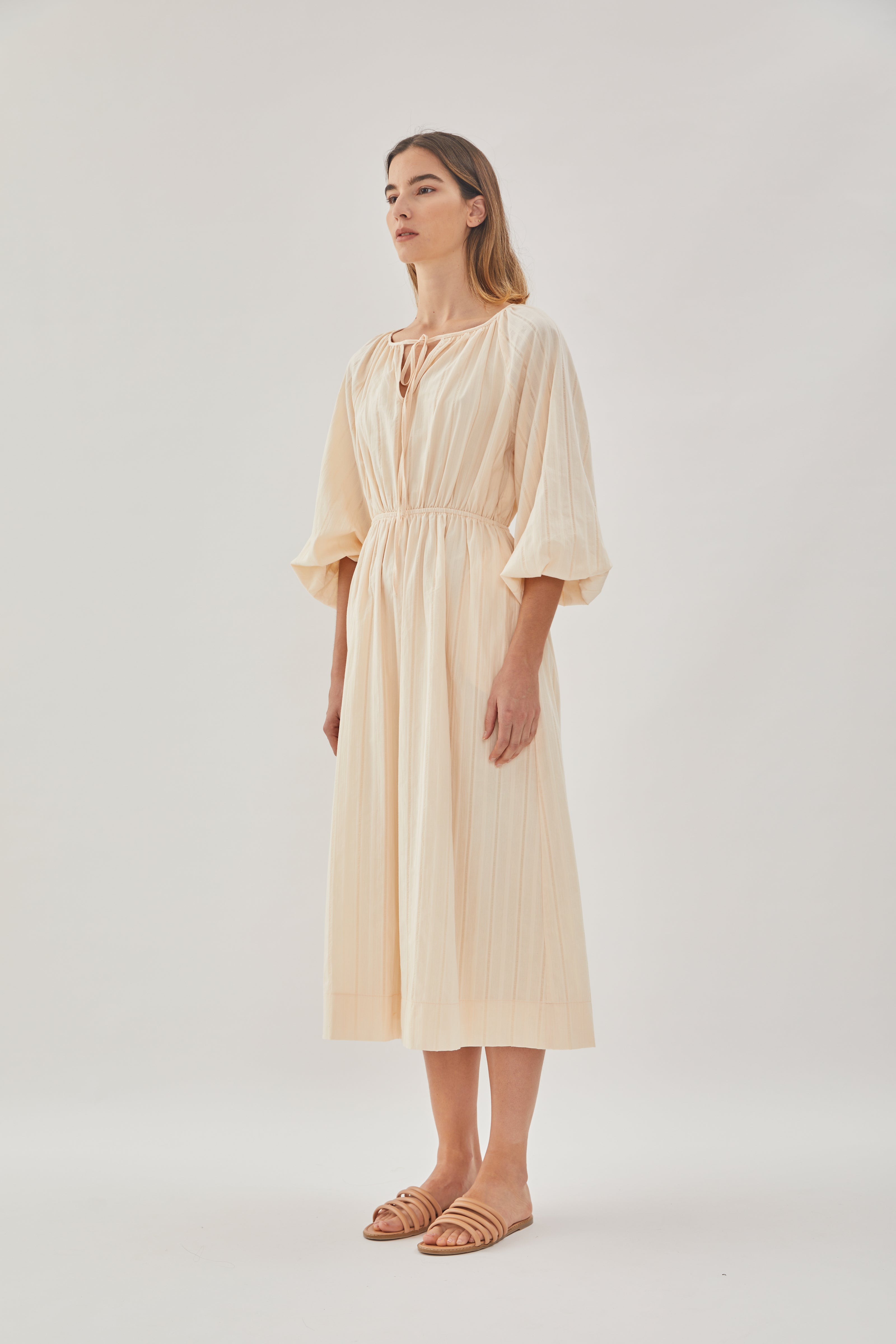 Poplin Midi Dress in Soft Yellow